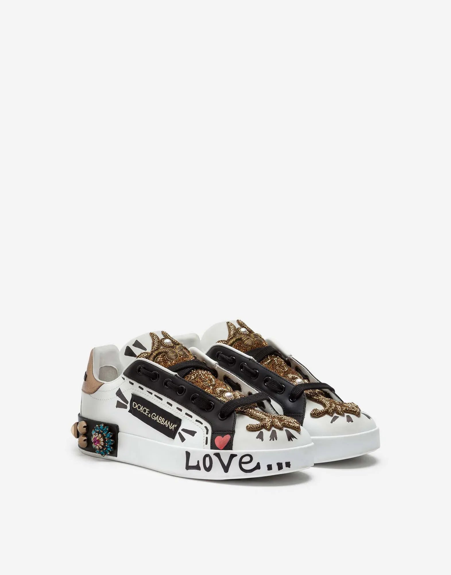 Dolce & Gabbana Dolce & Gabbana Embellished Baroque Portofino Sneakers