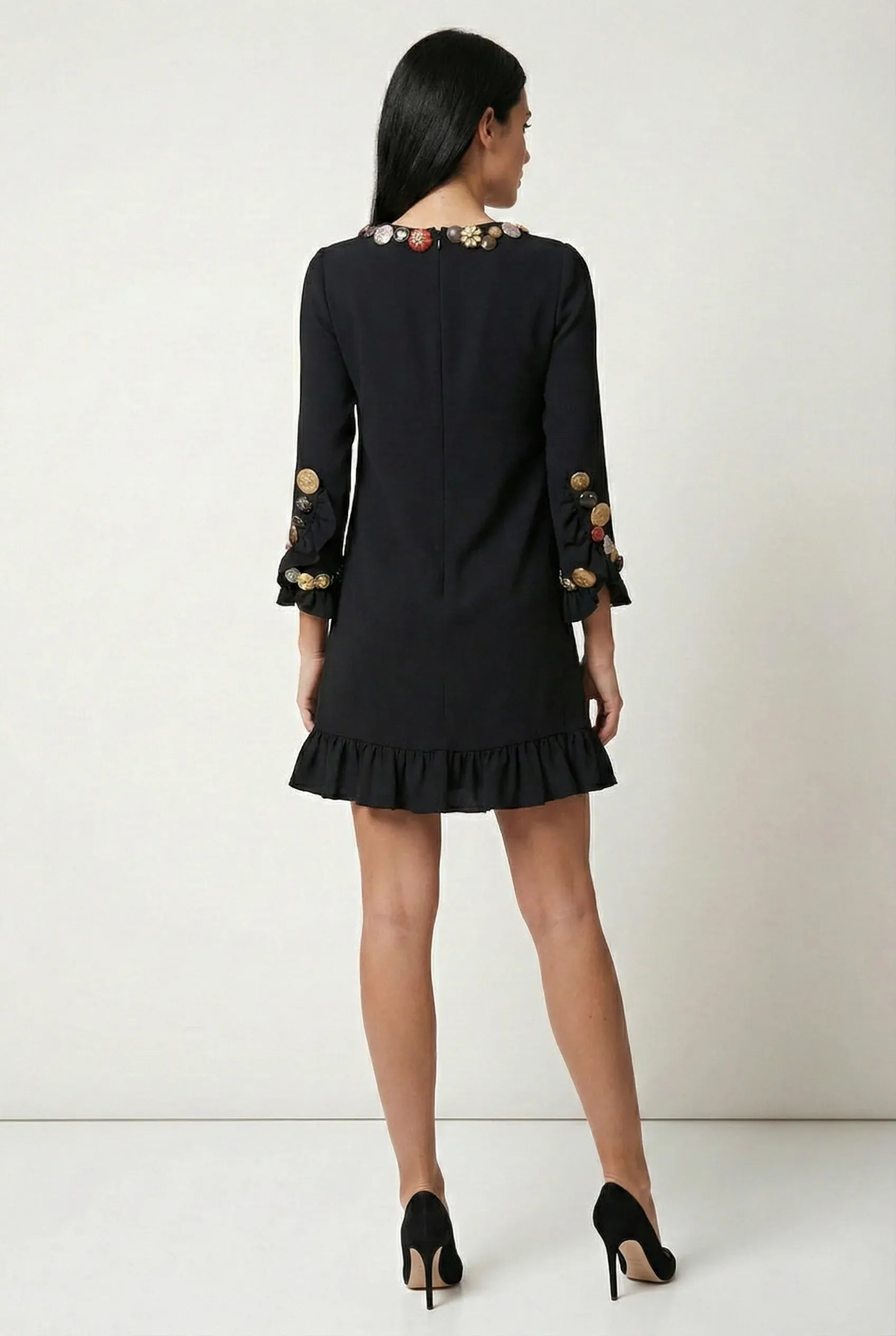 Dolce & Gabbana Embellished Collar Shift Mini Dress