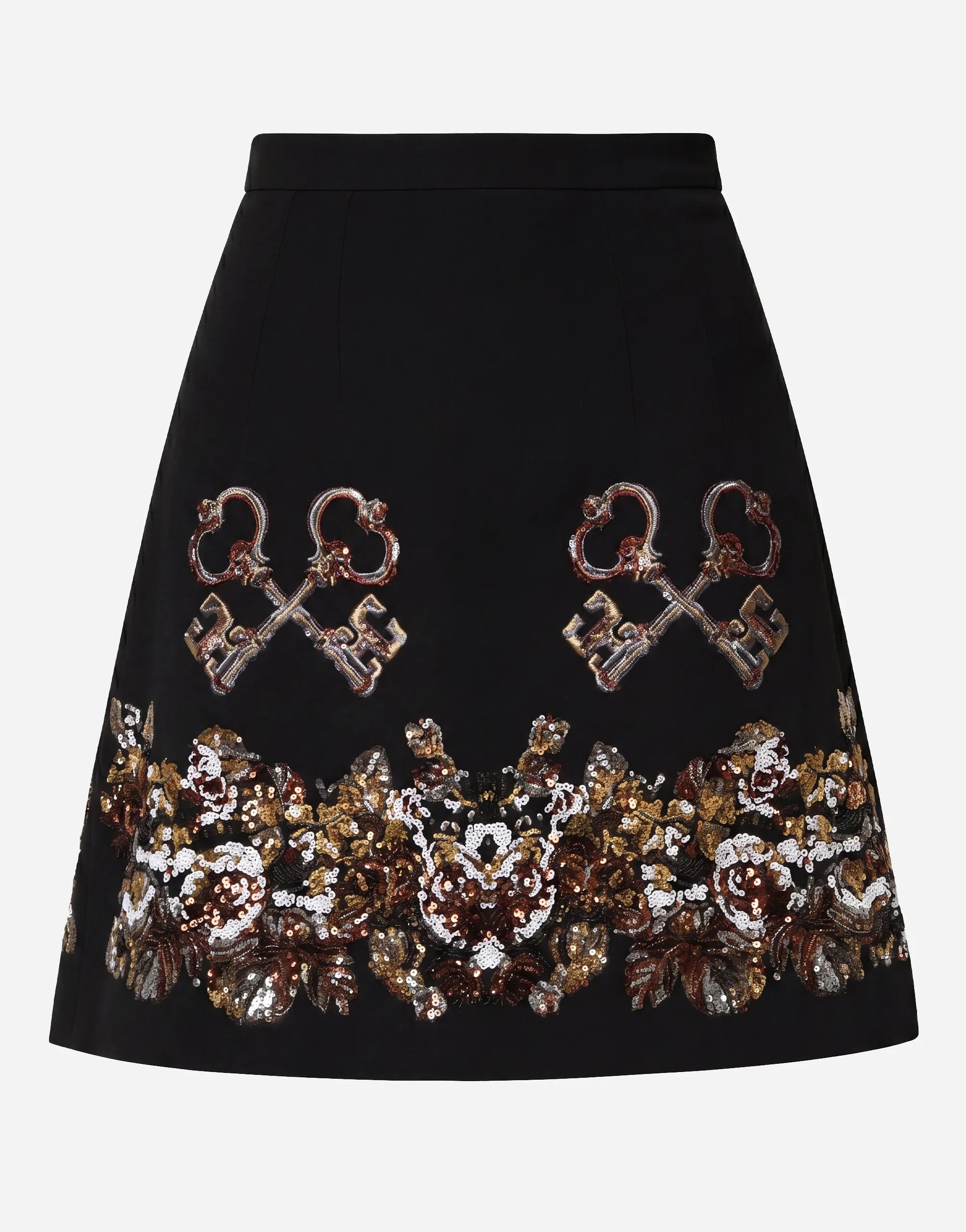 Dolce & Gabbana Dolce & Gabbana Embellished Key Motif A-Line Mini Skirt
