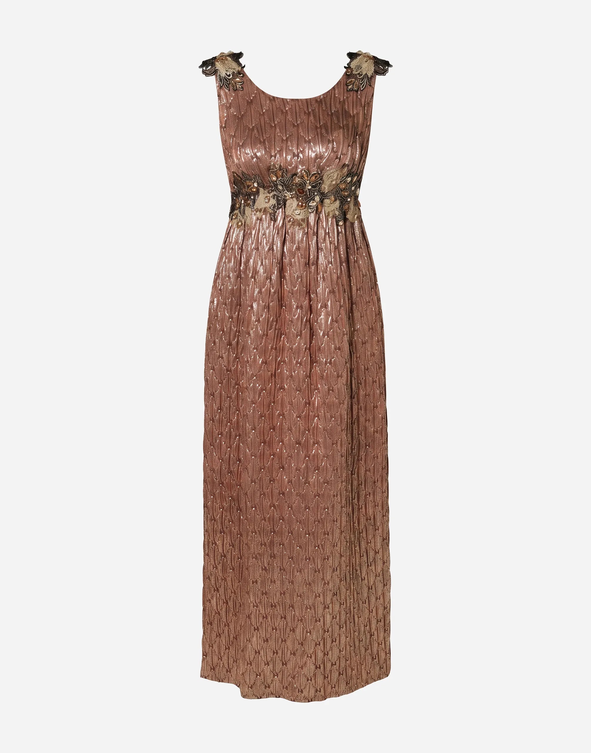 Dolce & Gabbana Embellished Maxi Dress Crystal Waist Detail