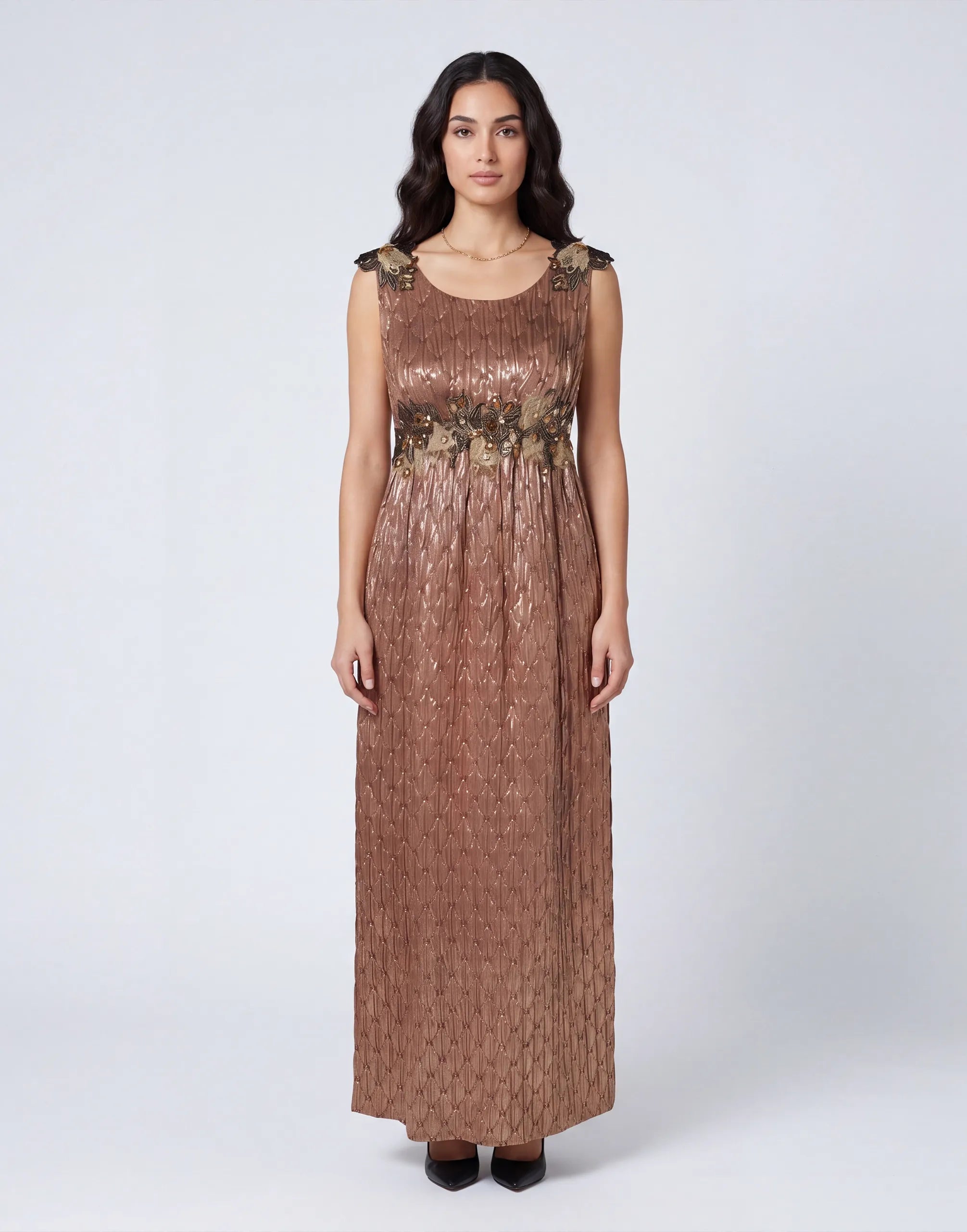 Dolce & Gabbana Embellished Maxi Dress Crystal Waist Detail - alternate view