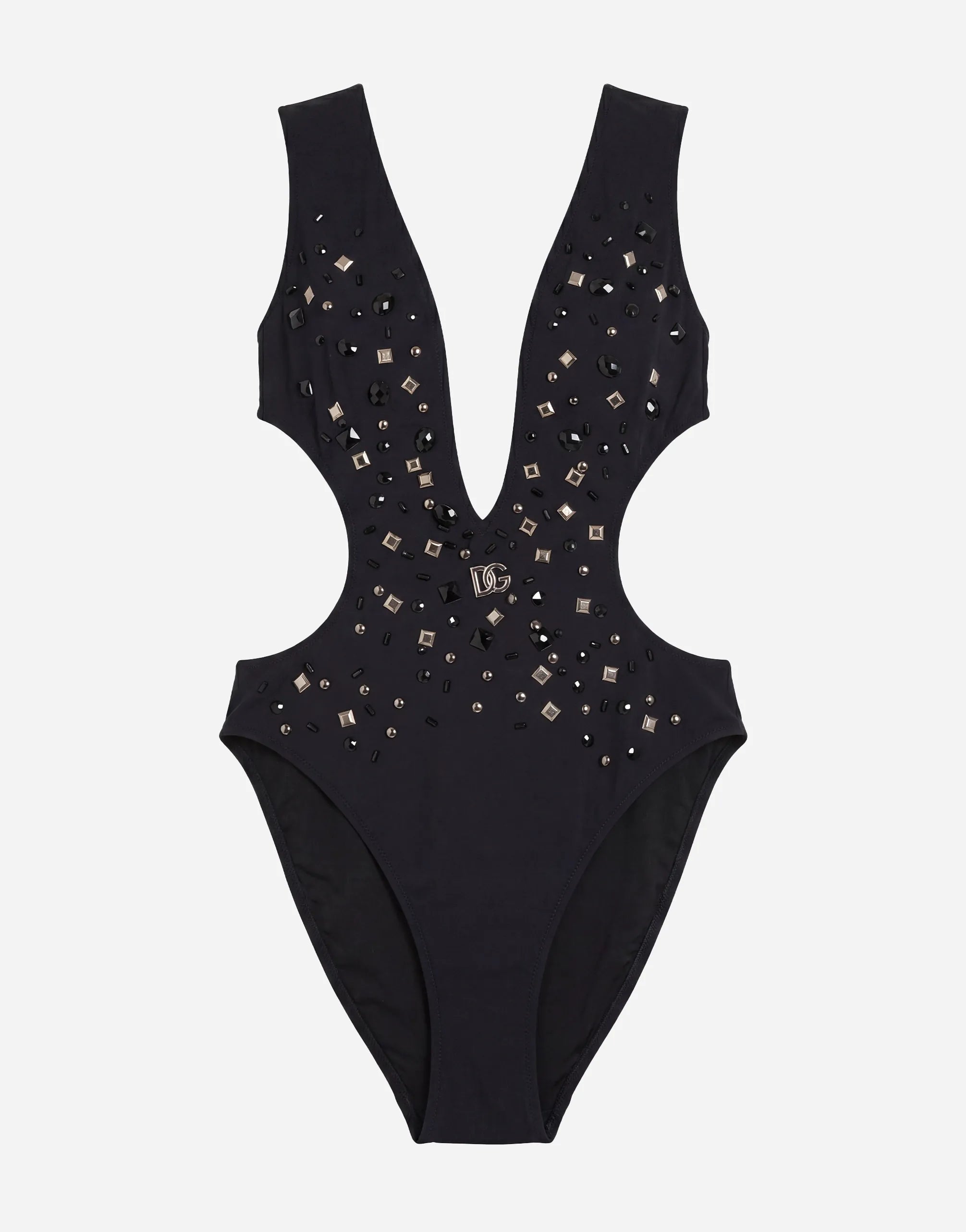 Dolce & Gabbana Dolce & Gabbana Embellished Plunge Swimsuit Black