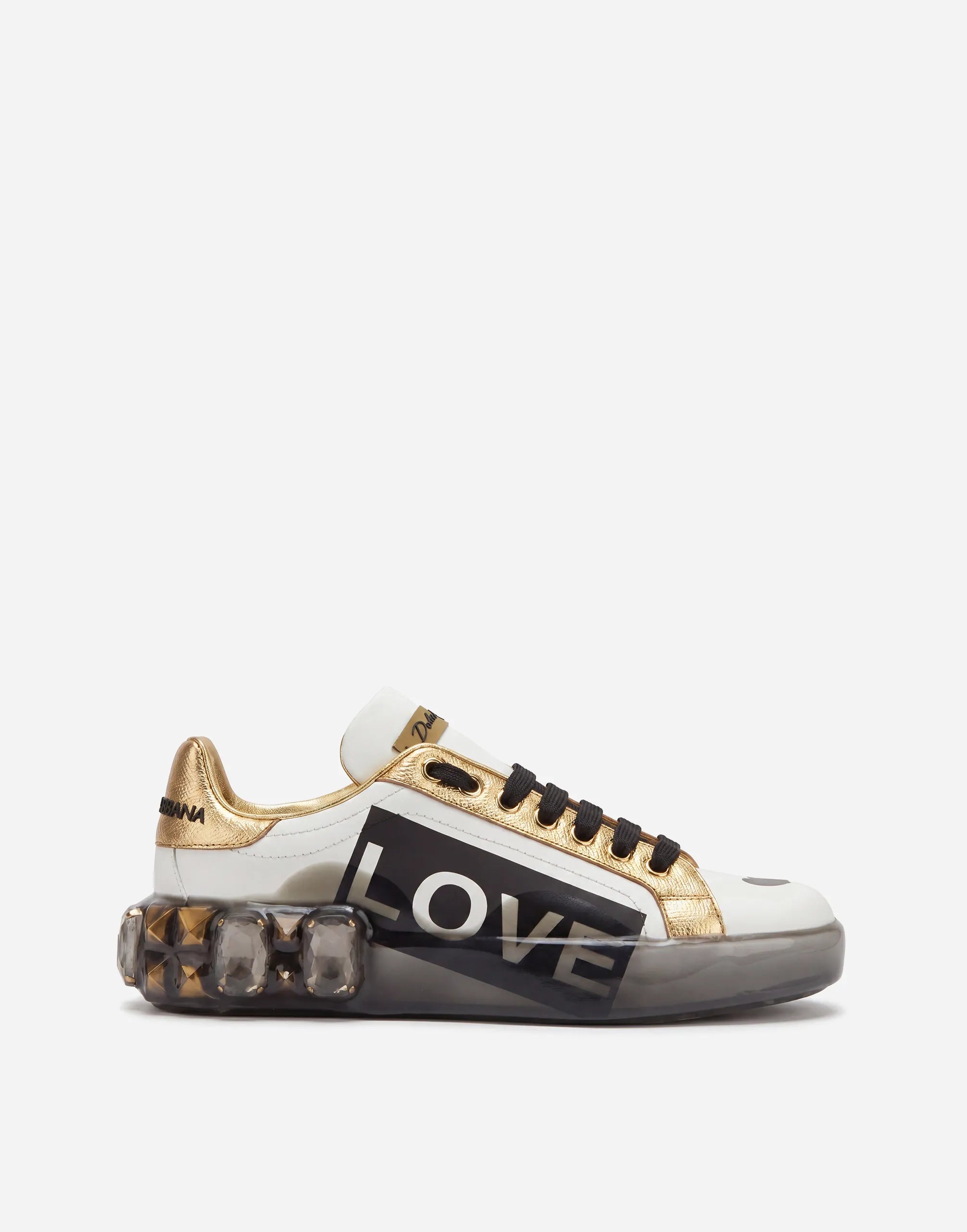 Dolce & Gabbana Embellished Printed Portofino Leather Sneakers