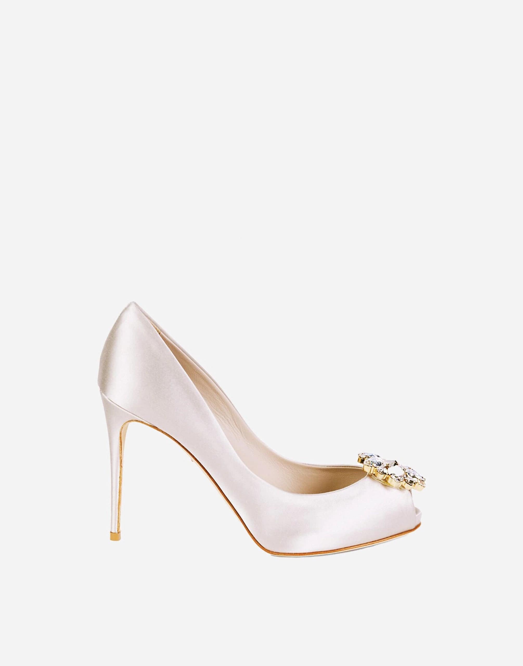 Dolce & Gabbana Embellished Satin Peep-Toe Pumps