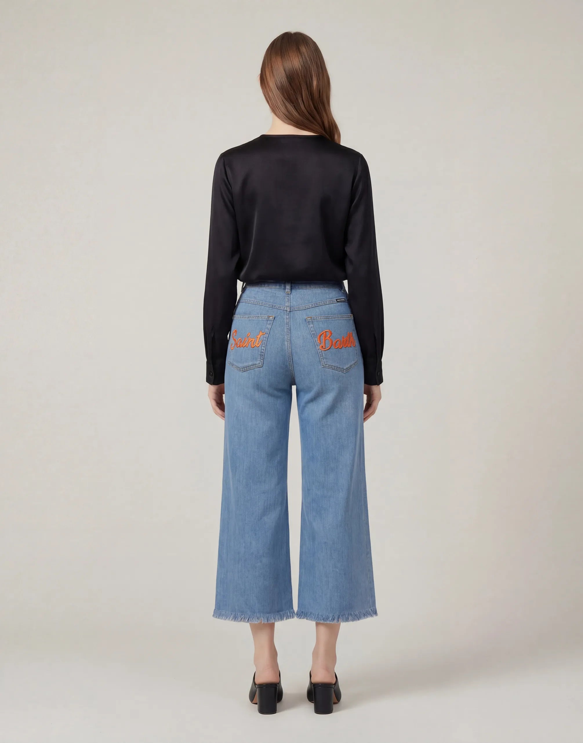 Dolce & Gabbana Embellished Wide-Leg Cropped Denim Jeans