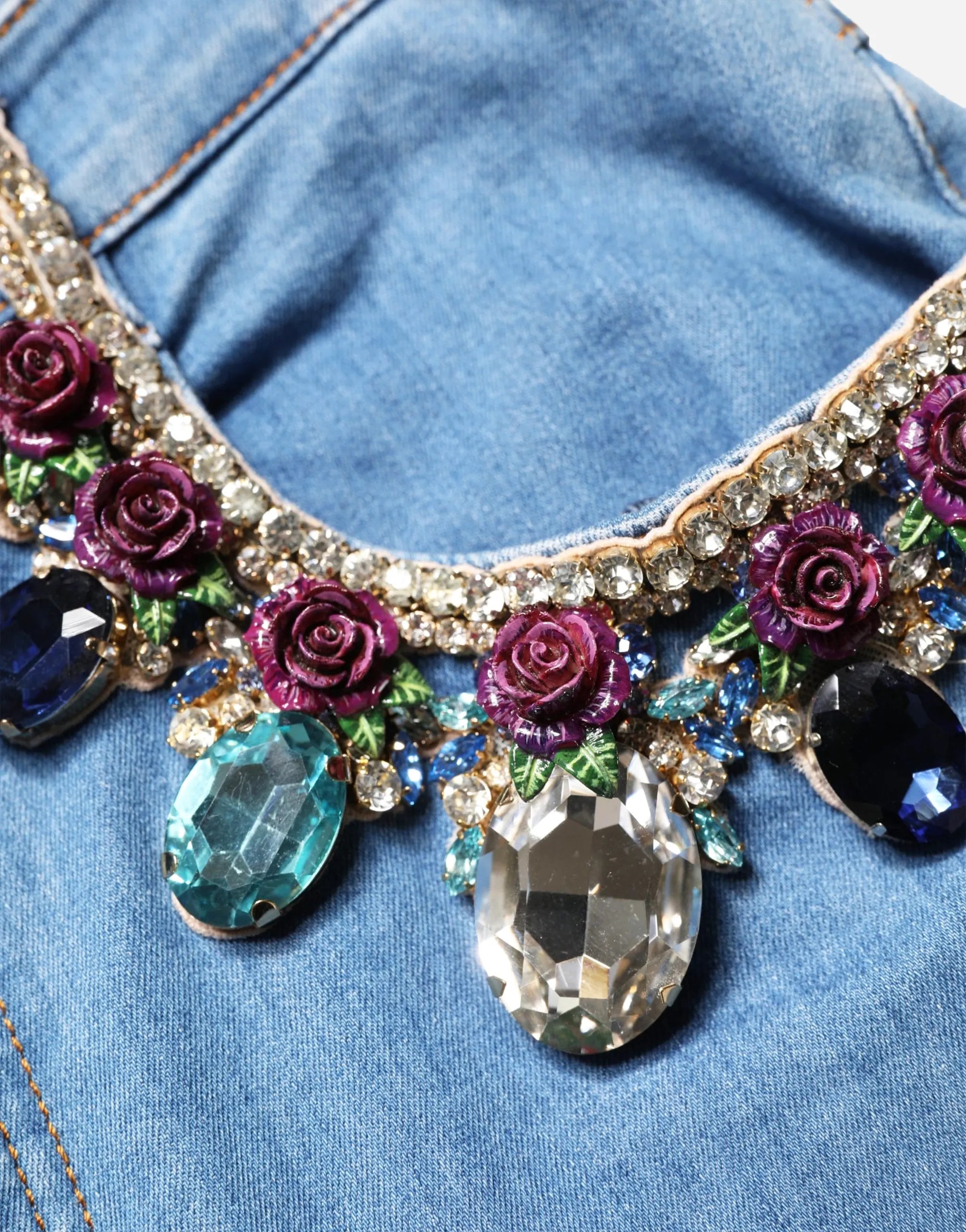 Dolce & Gabbana Embellished Wide-Leg Cropped Denim Jeans