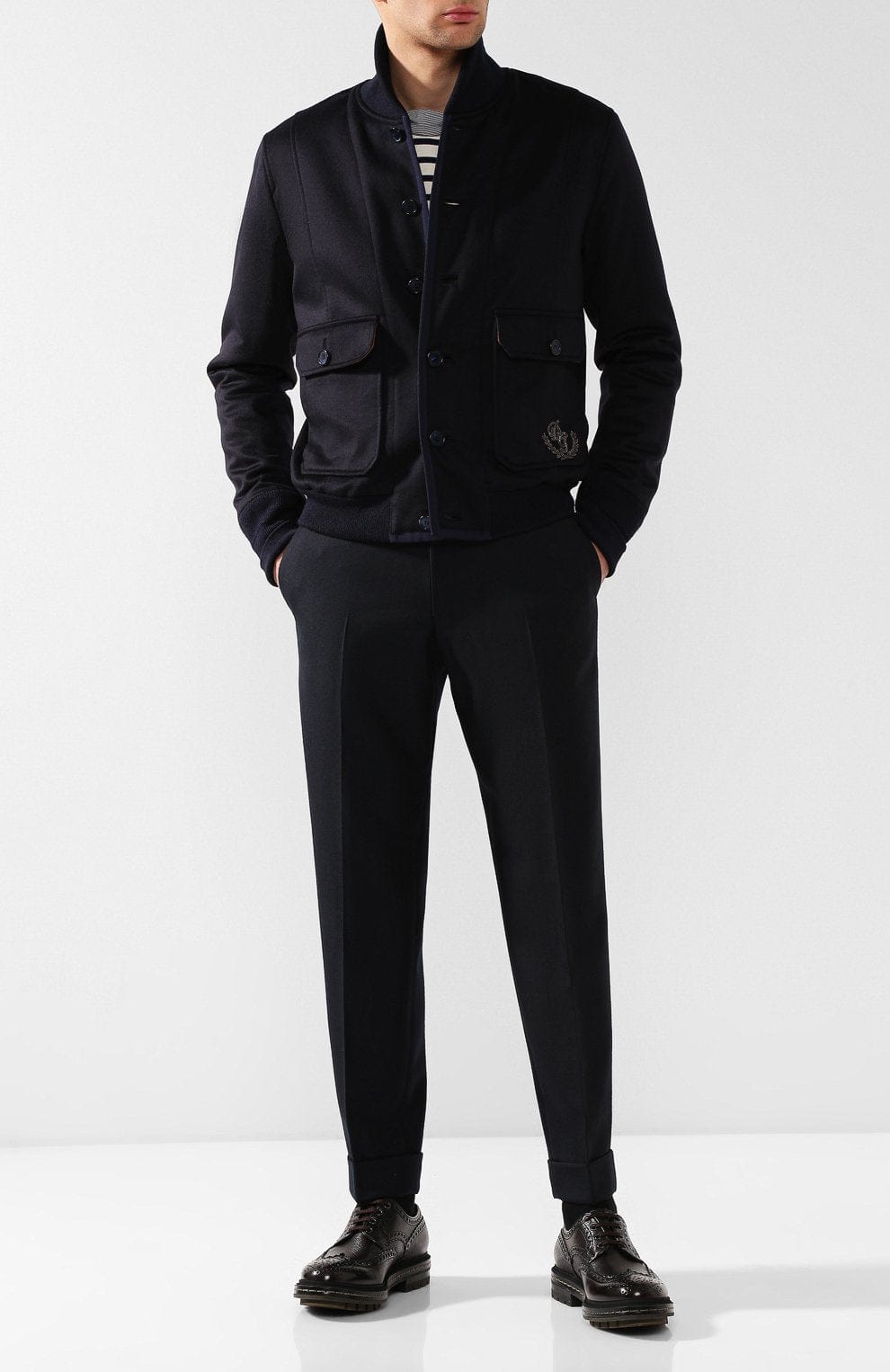 Dolce & Gabbana Embroidered DG Logo Cashmere Bomber Jacket