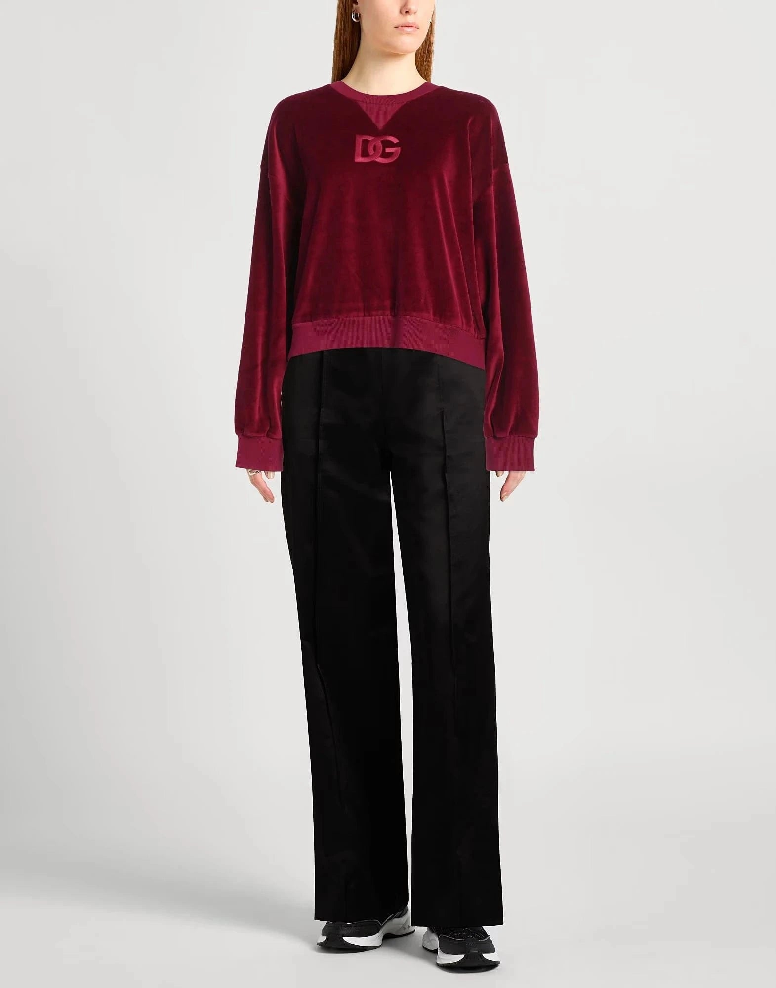 Dolce & Gabbana Embroidered Logo Velvet Sweater