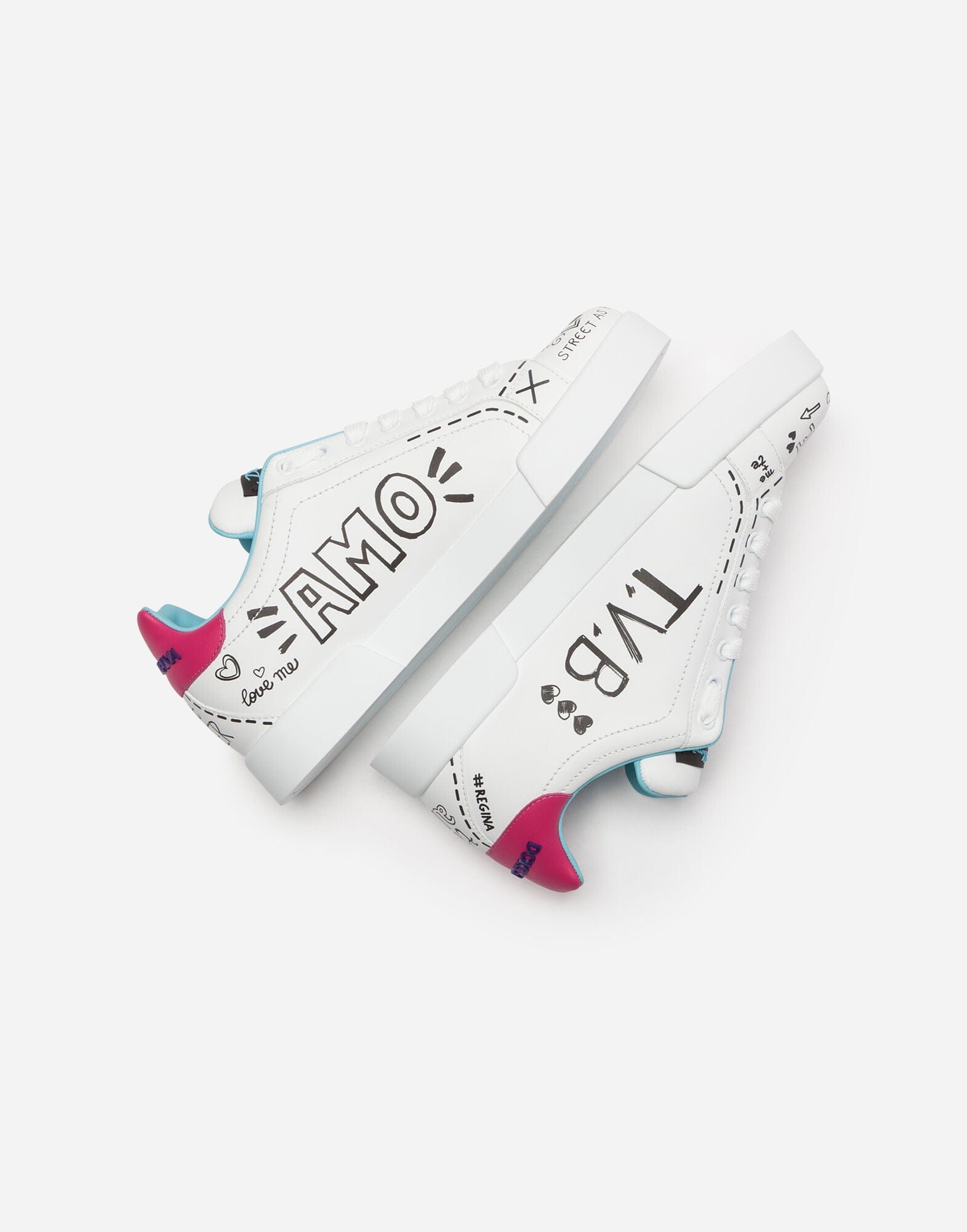 Dolce & Gabbana Embroidered Patch Leather Portofino Sneakers