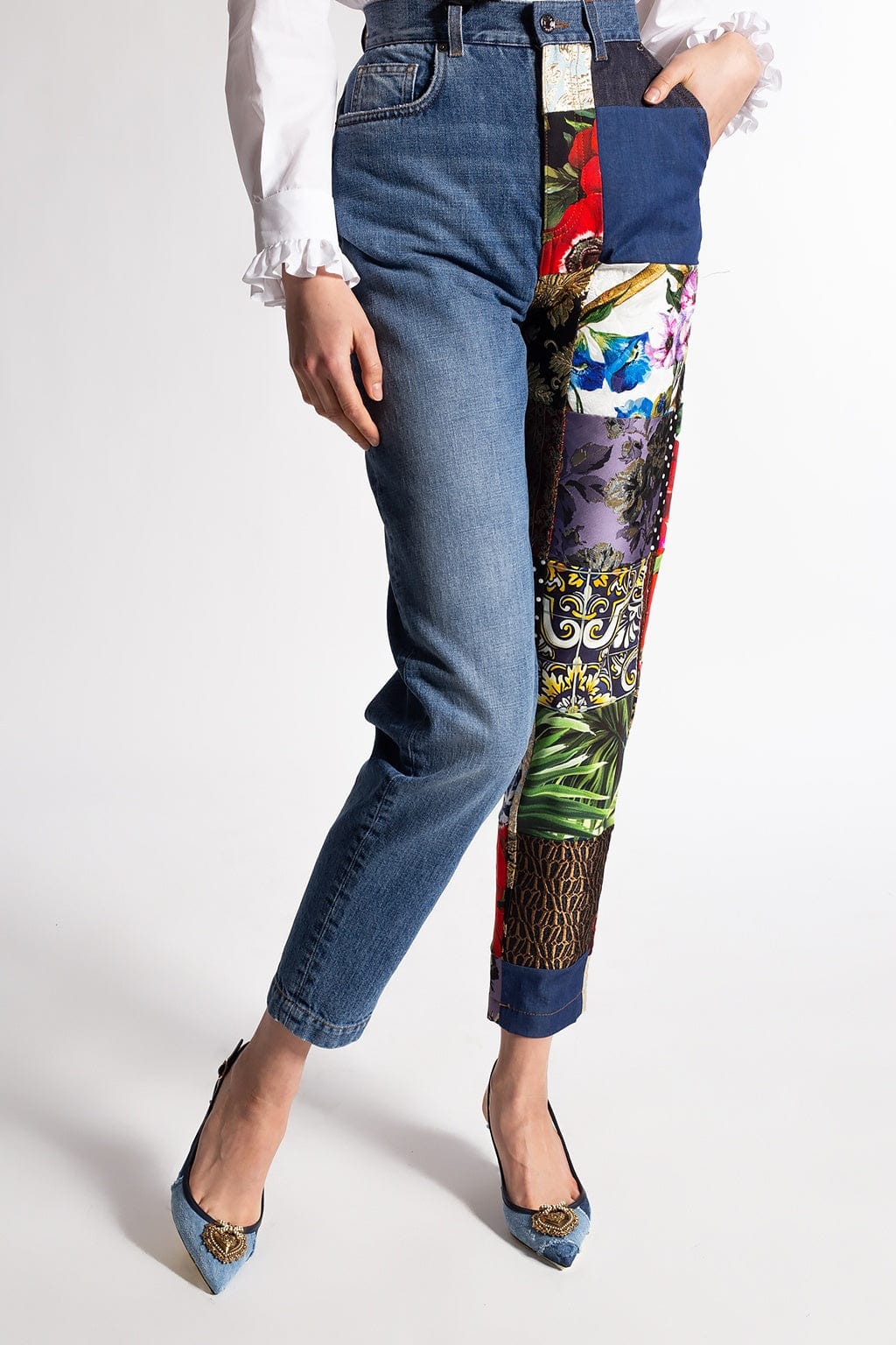 Dolce & Gabbana Embroidered Patchwork Jeans