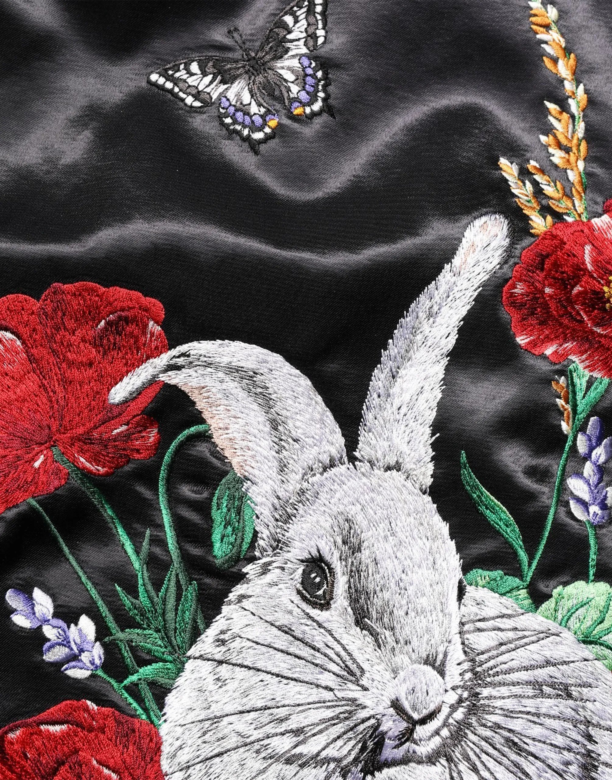 Dolce & Gabbana Embroidered Satin Varsity Jacket with Floral Detail