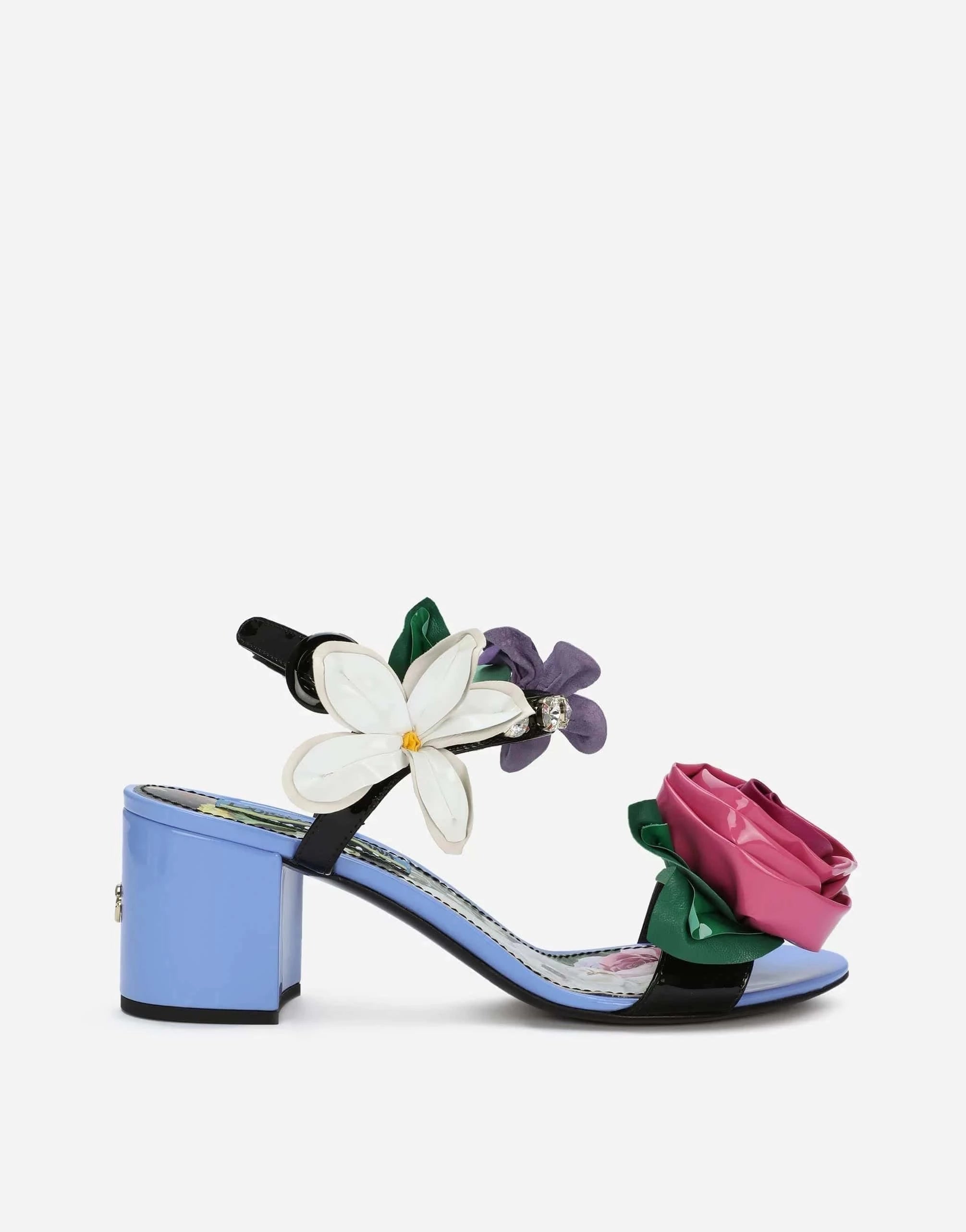 Dolce & Gabbana Embroidery DG Logo Patent Leather Sandals