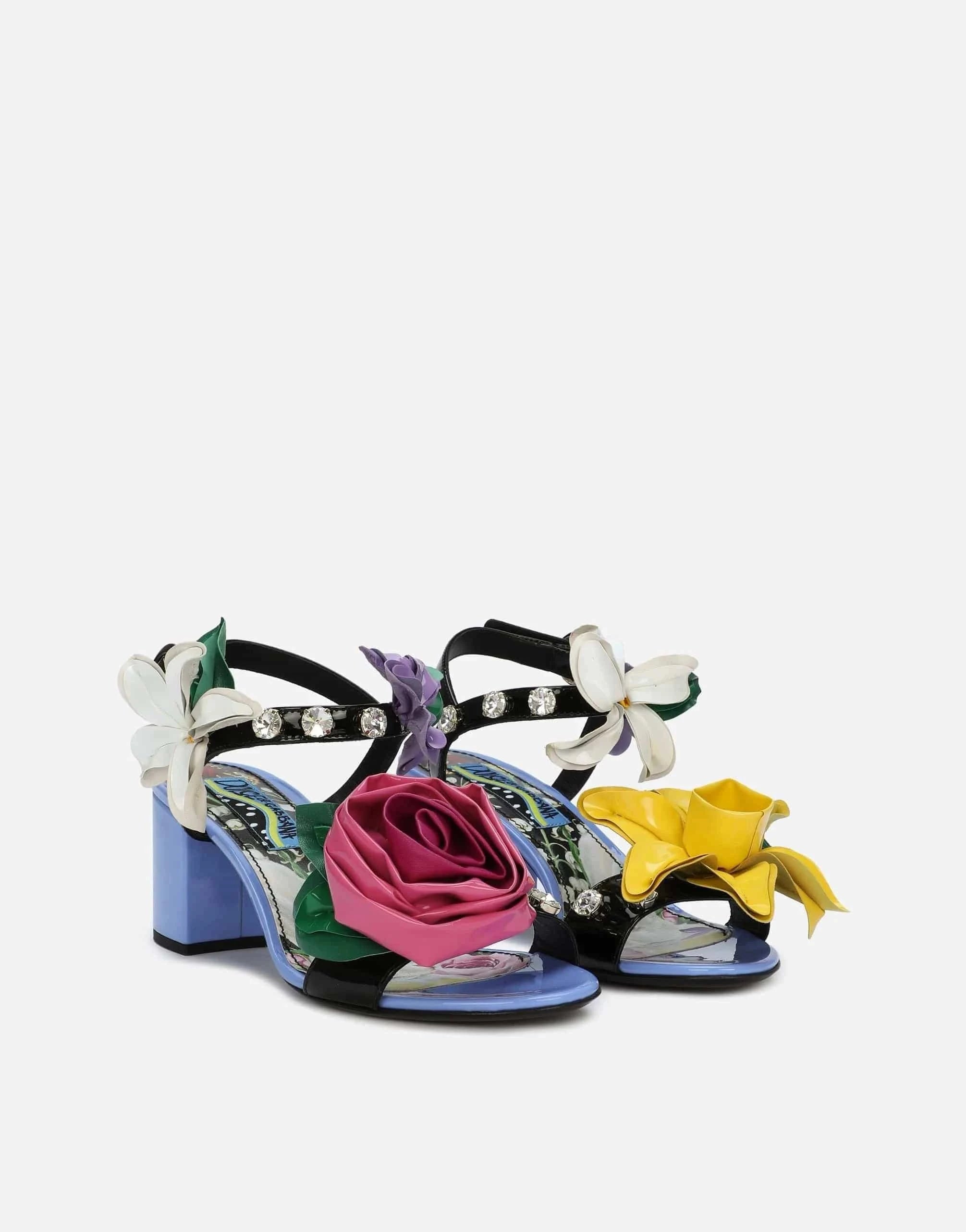 Dolce & Gabbana Embroidery DG Logo Patent Leather Sandals