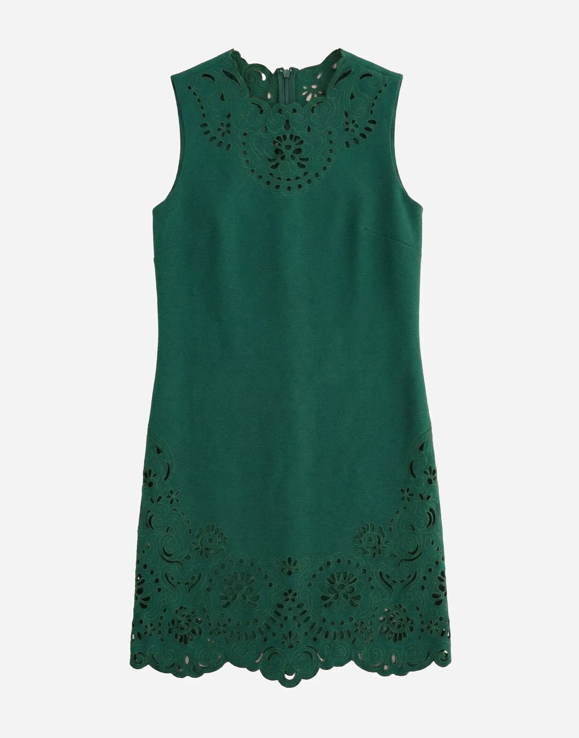 Dolce & Gabbana Emerald Green Sleeveless Cut-Out Lace Dress