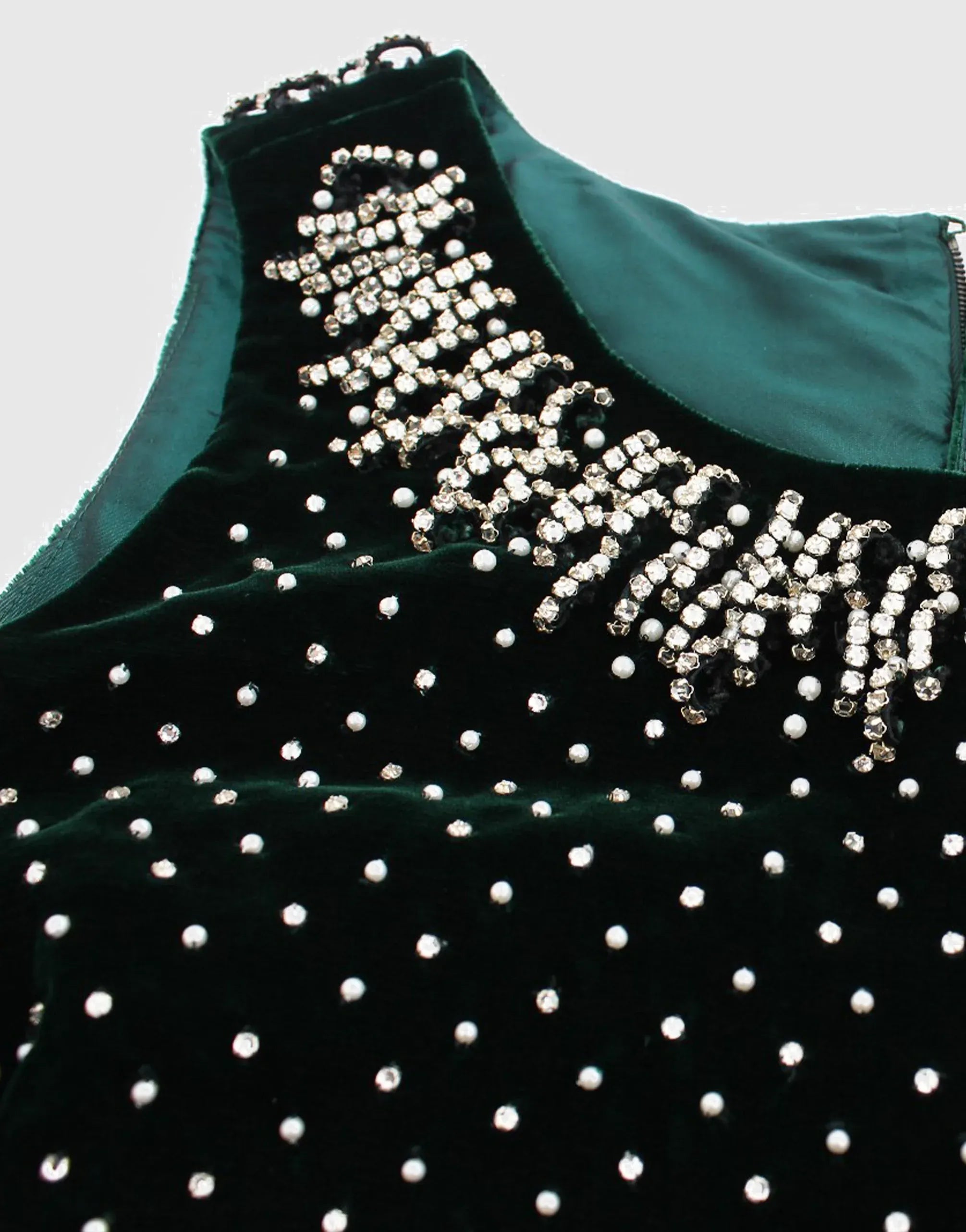 Dolce & Gabbana Emerald Green Velvet Crystal-Embellished Gown