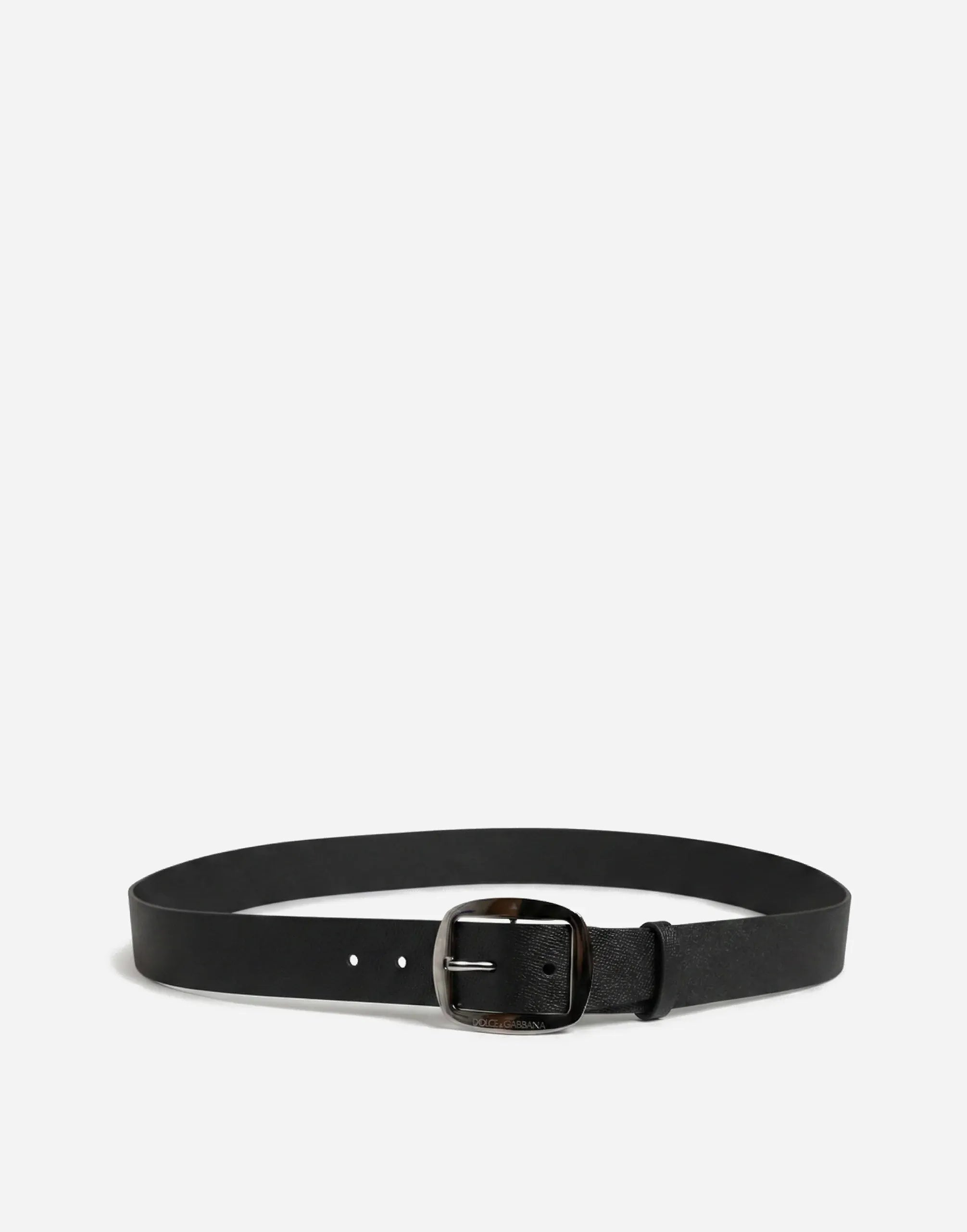 Dolce & Gabbana Engraved Buckle Leather Belt