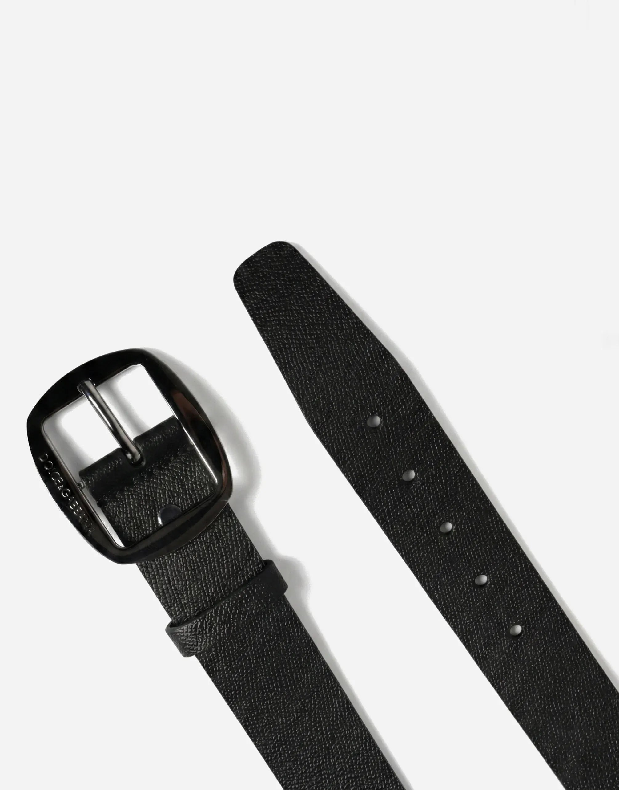 Dolce & Gabbana Engraved Buckle Leather Belt