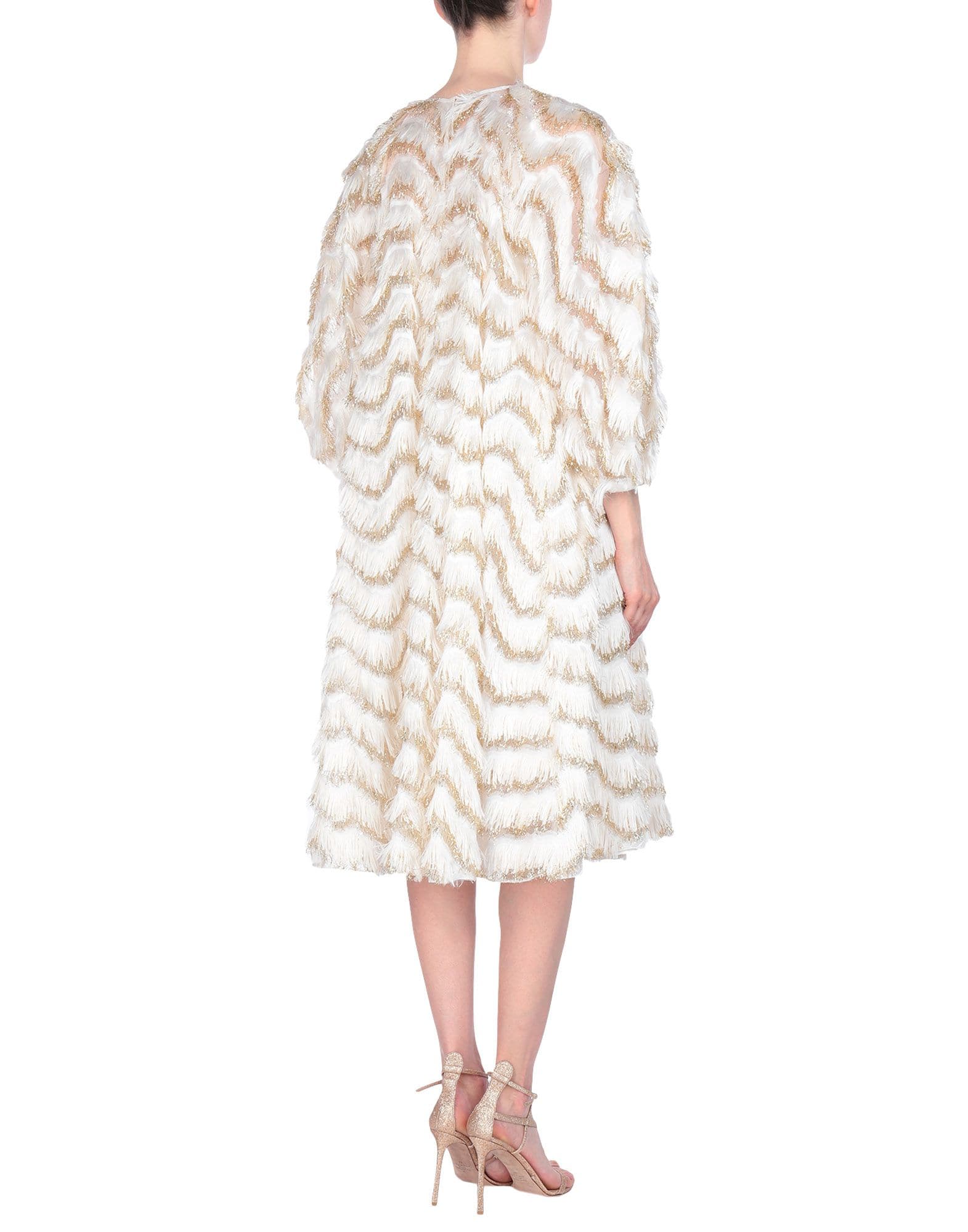 Dolce & Gabbana Feather Textured Ivory Midi Dress