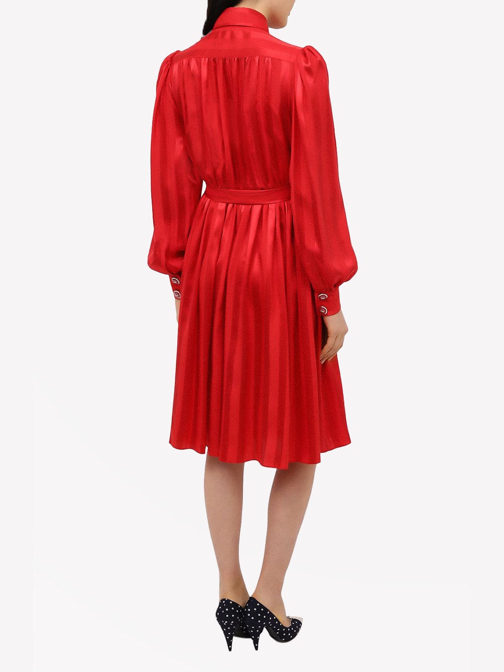 Dolce & Gabbana Flared Collared Striped Dress