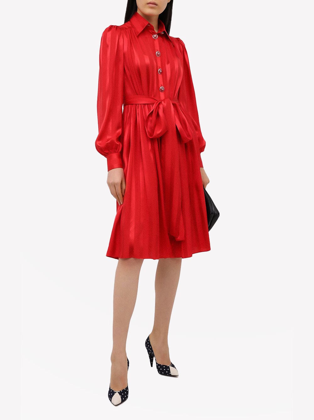 Dolce & Gabbana Flared Collared Striped Dress