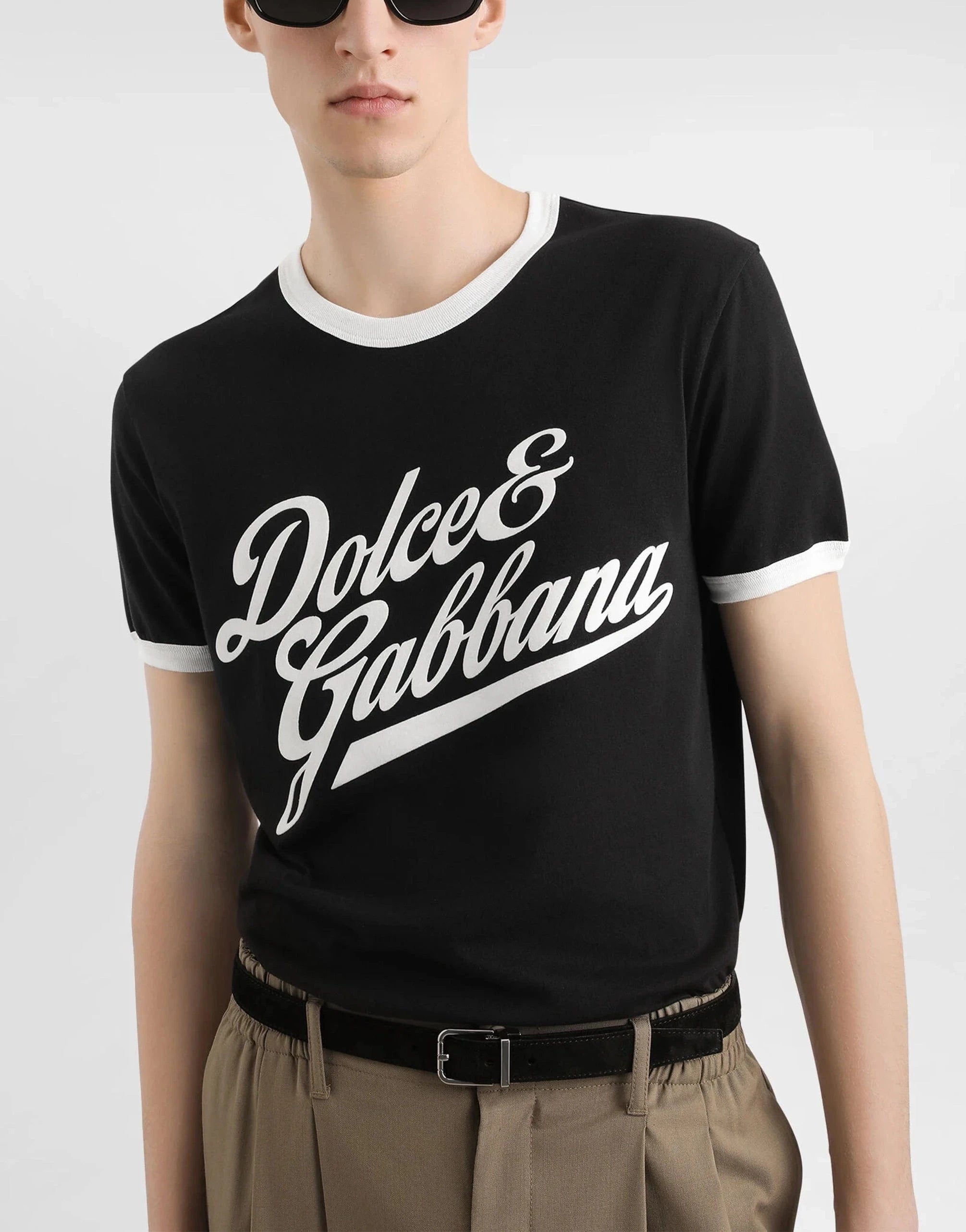 Dolce & Gabbana Flock Print Cotton T-Shirt