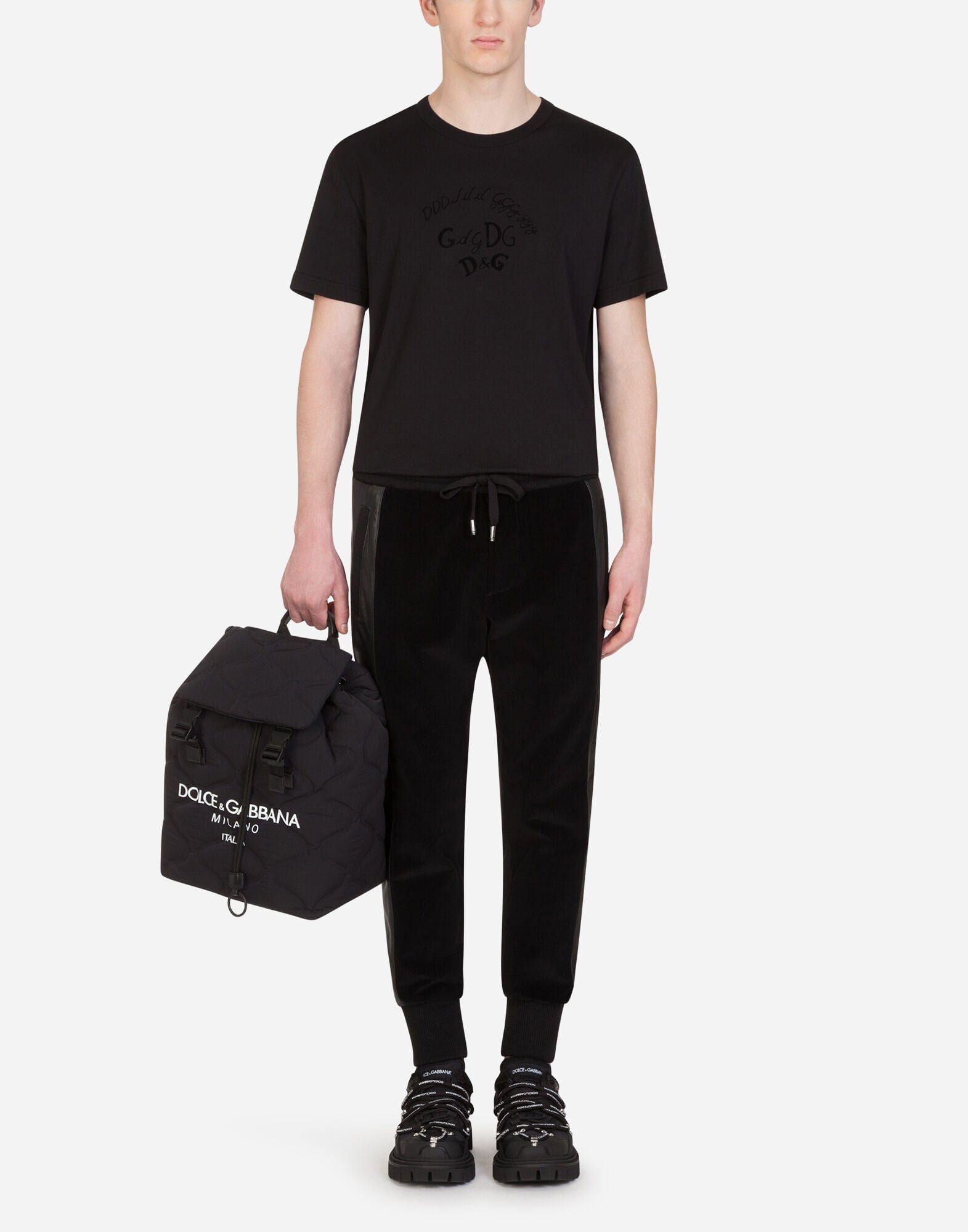 Dolce & Gabbana Flocked Logo Cotton T-Shirt