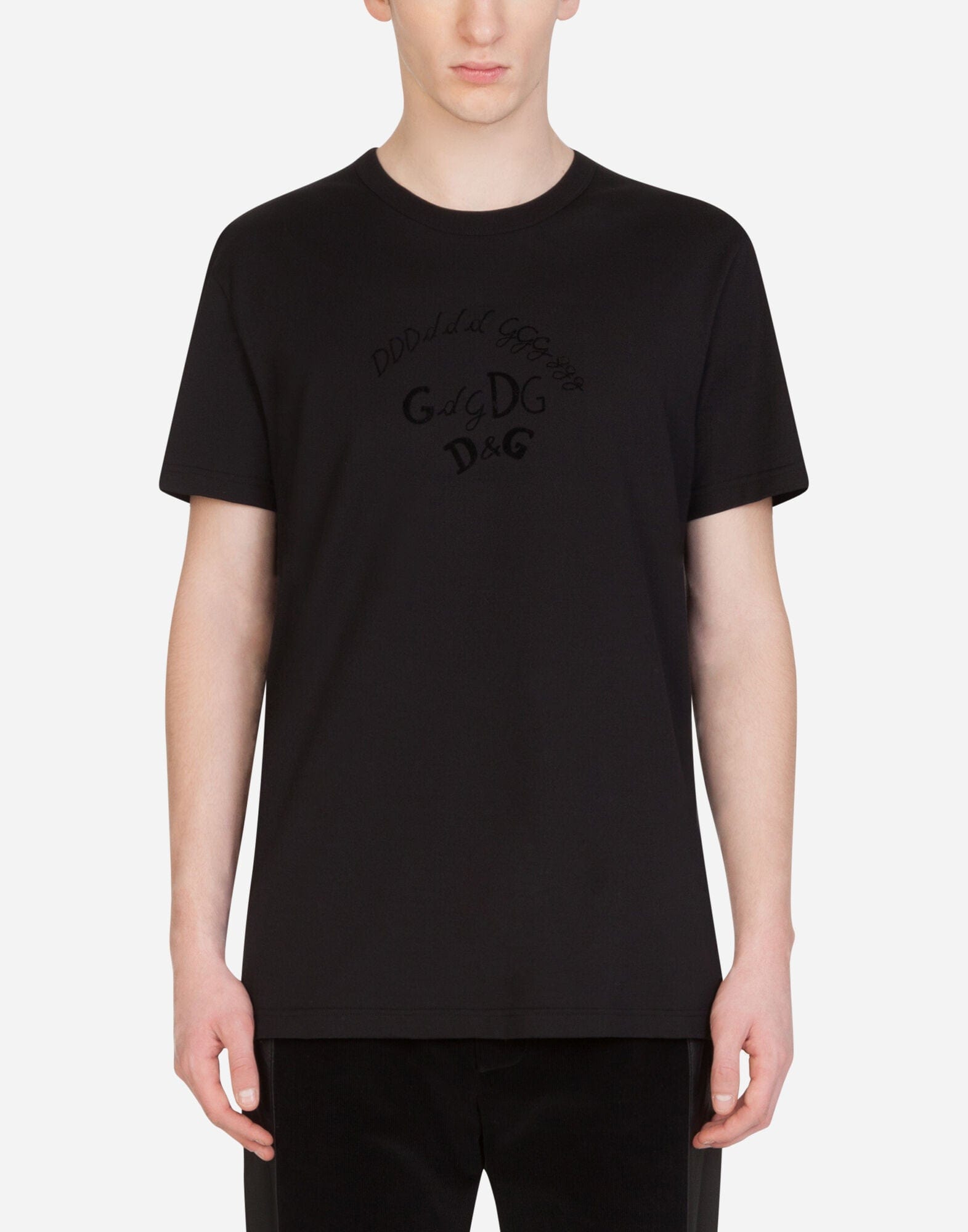 Dolce & Gabbana Flocked Logo Cotton T-Shirt