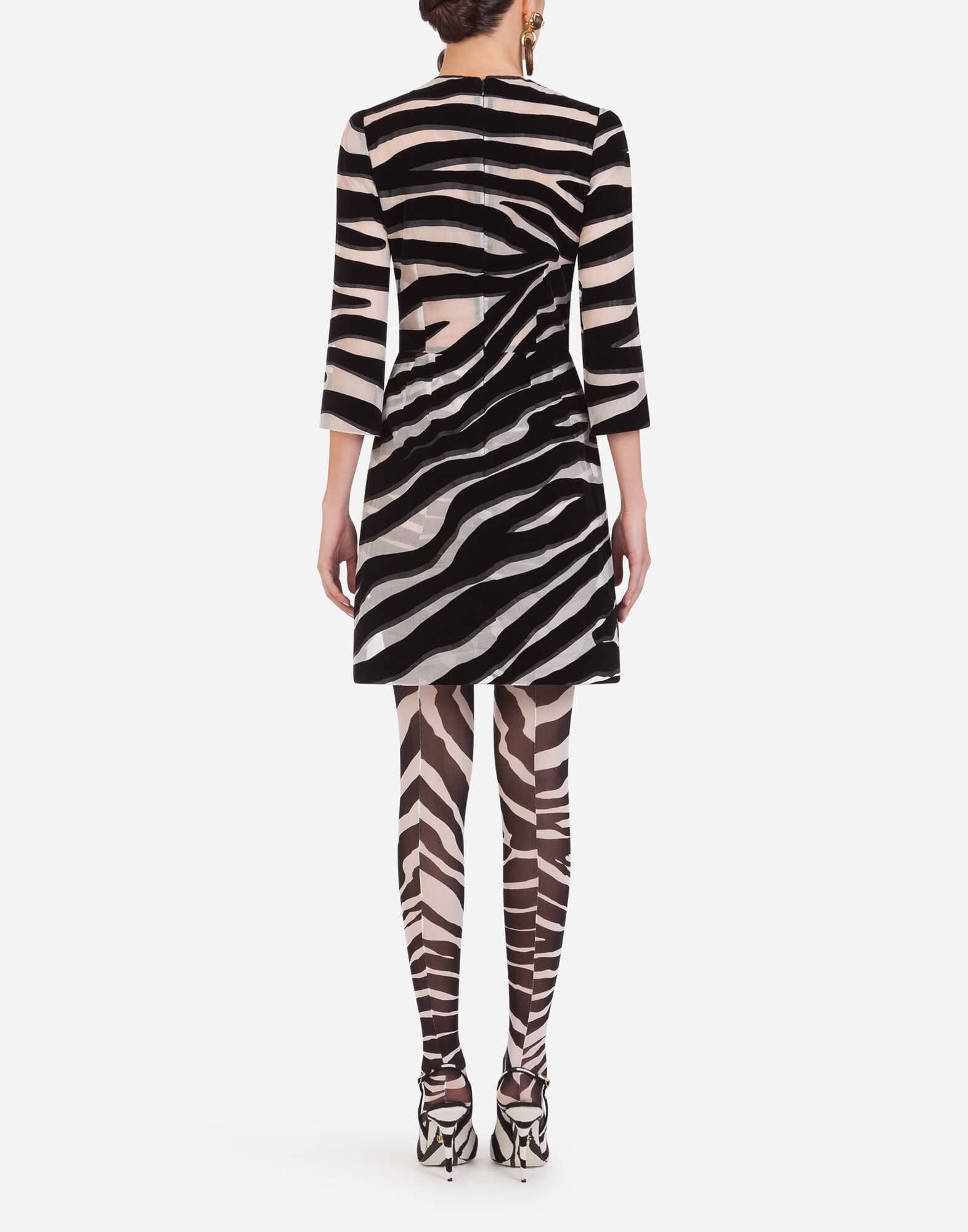 Dolce & Gabbana Flocked Zebra-Print Organza Mini Dress