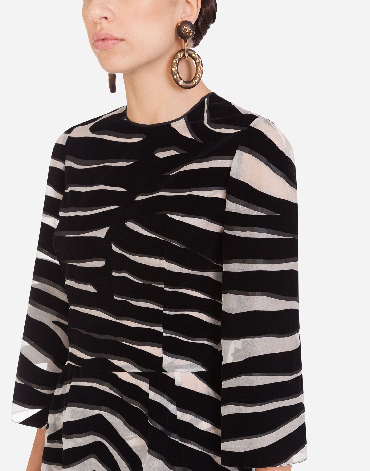 Dolce & Gabbana Flocked Zebra-Print Organza Mini Dress