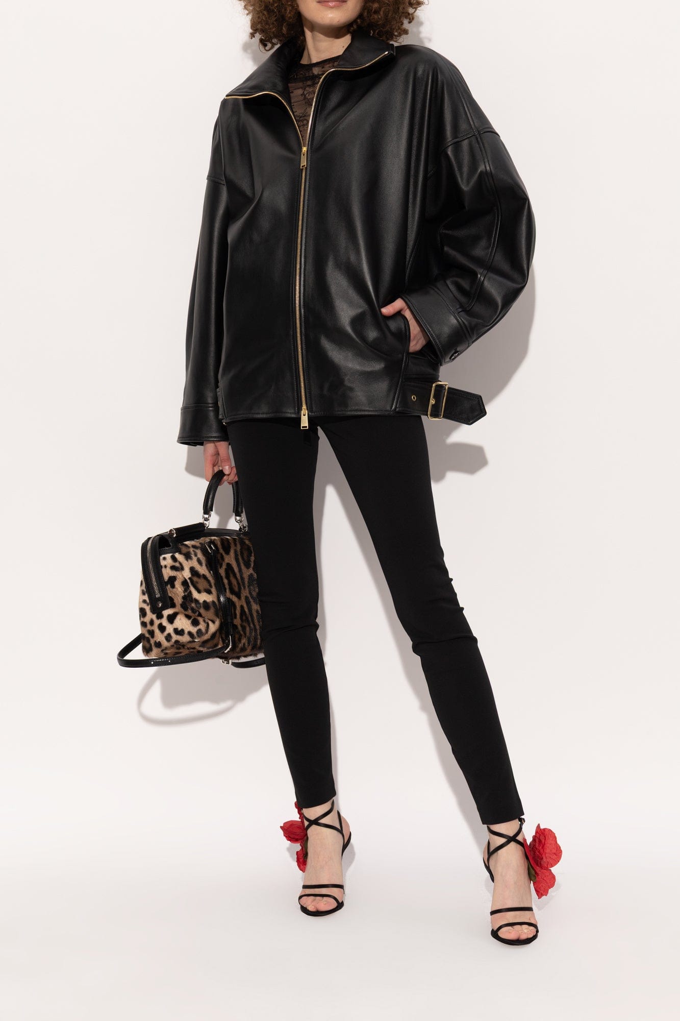 Dolce & Gabbana Floral Applique Heeled Sandals