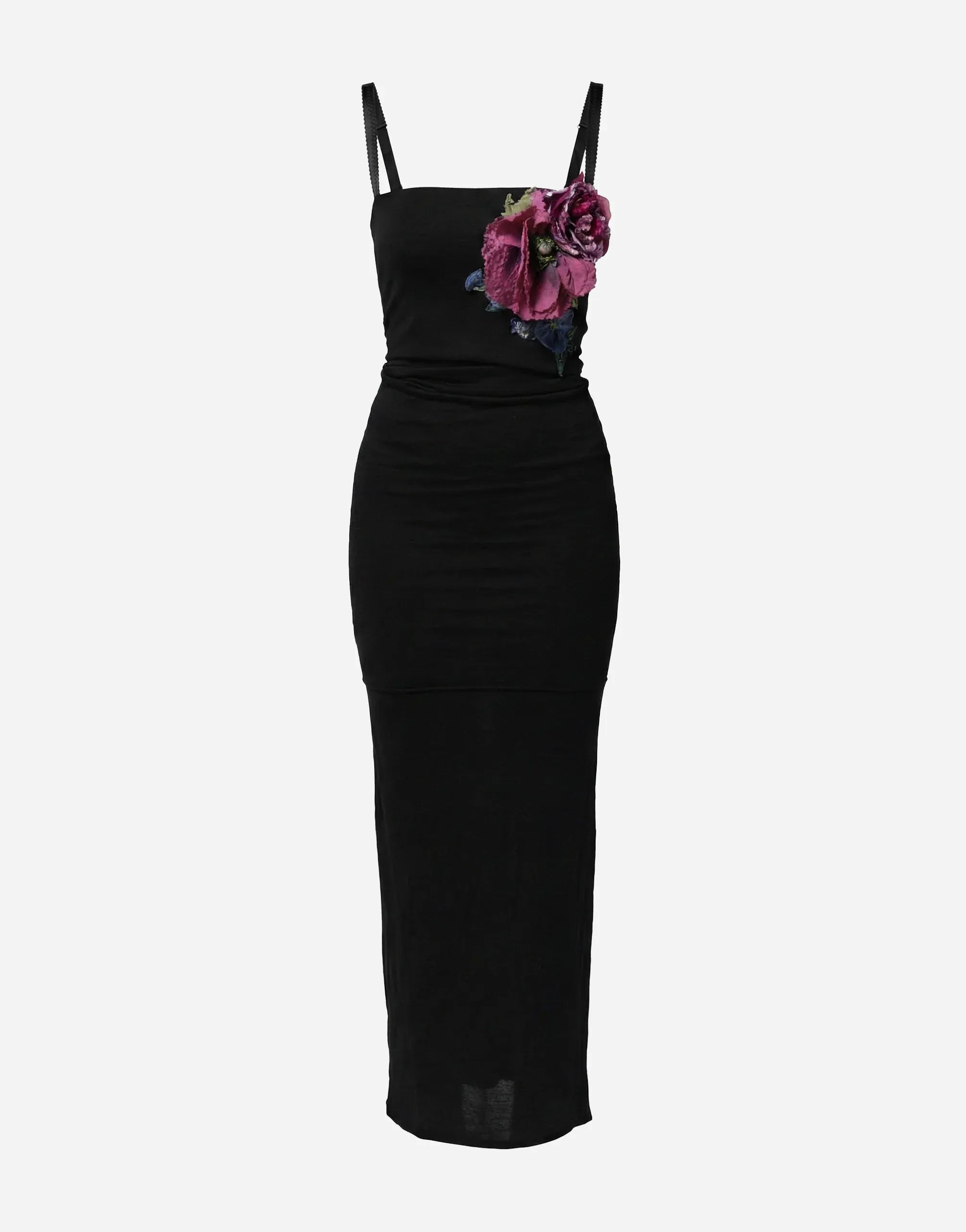 Dolce & Gabbana Floral Appliqué Jersey Maxi Dress