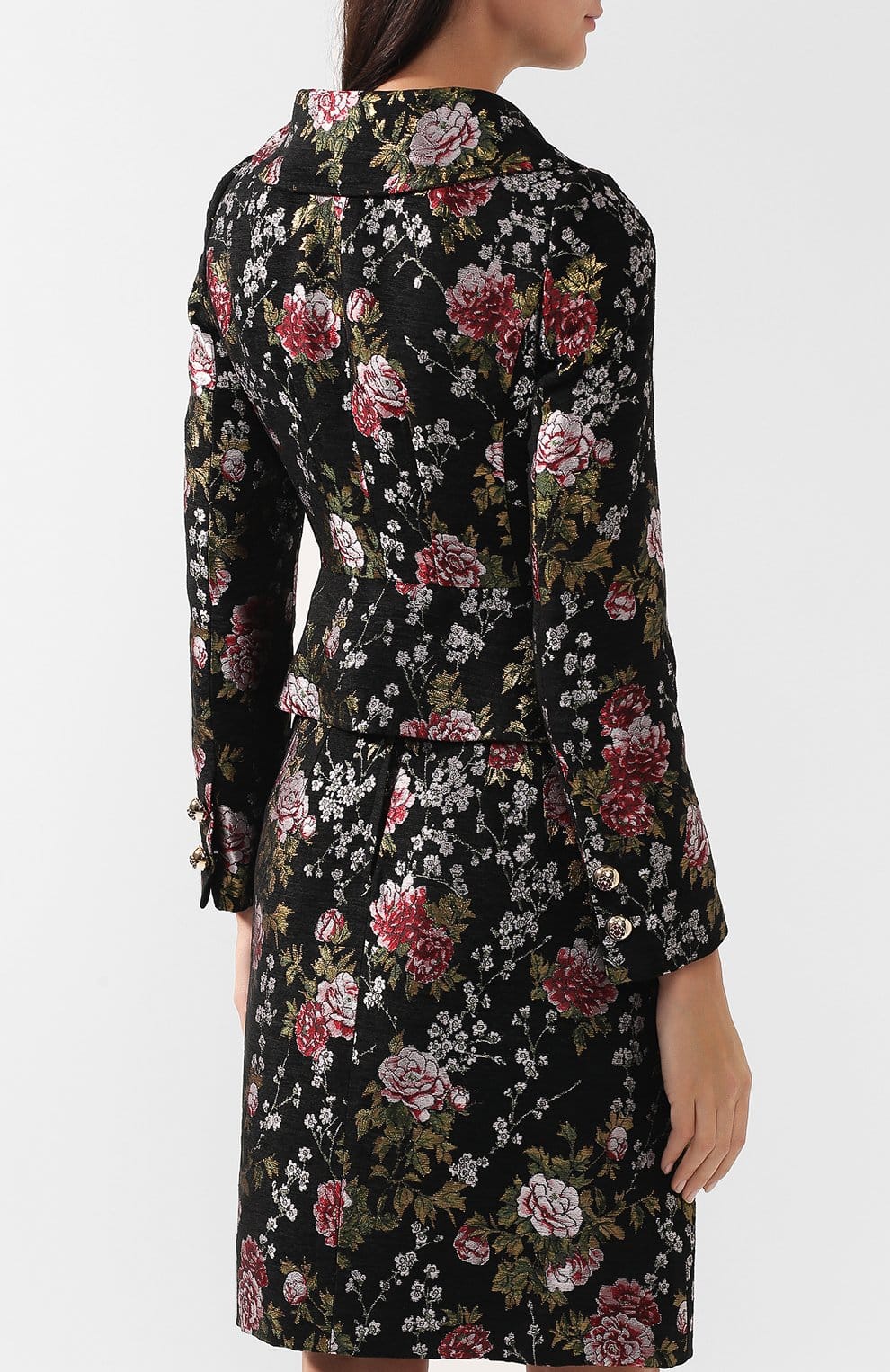 Dolce & Gabbana Floral Brocade Peplum Jacket Gold Button Detail