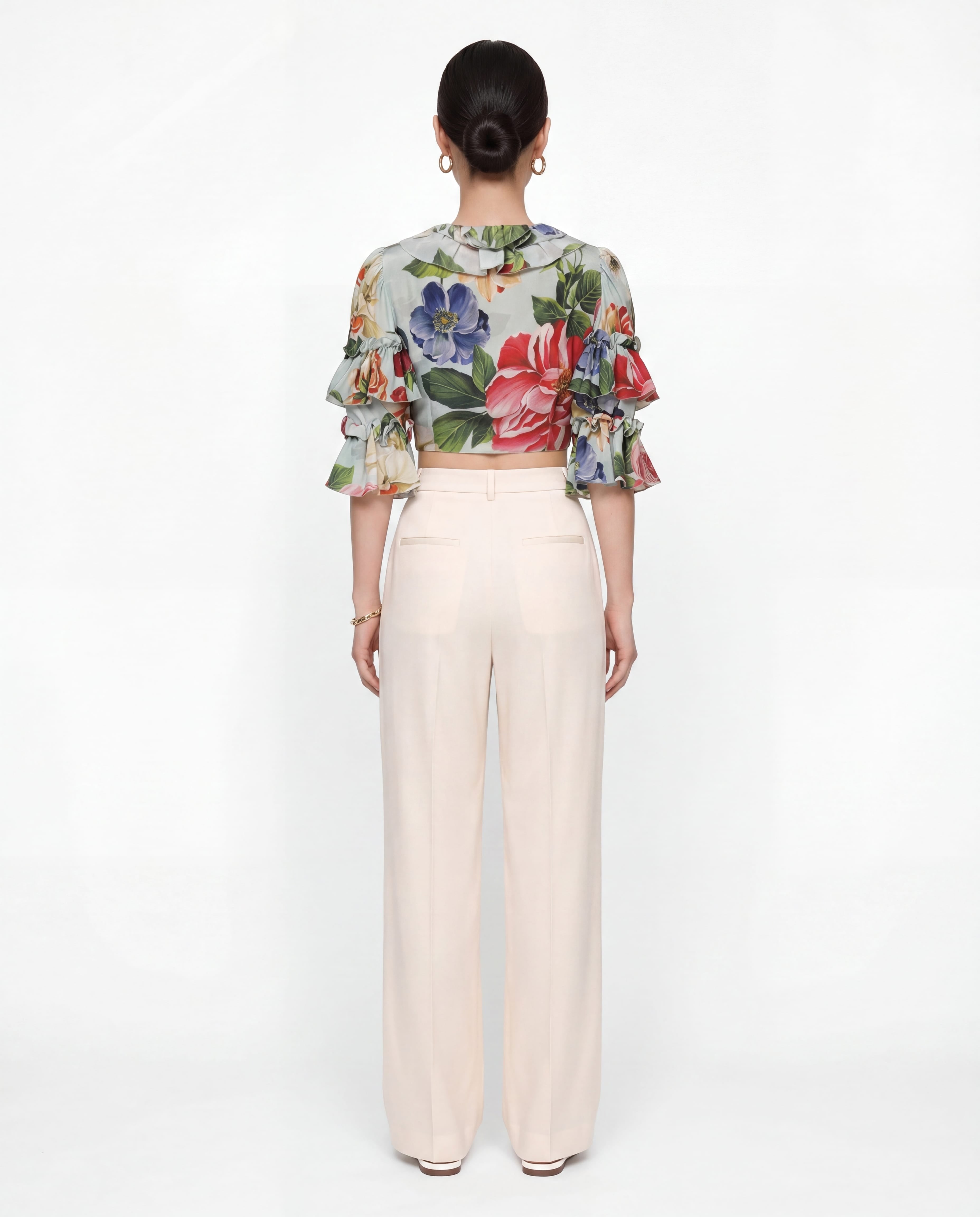 Dolce & Gabbana Floral Cropped Tie-Front Blouse