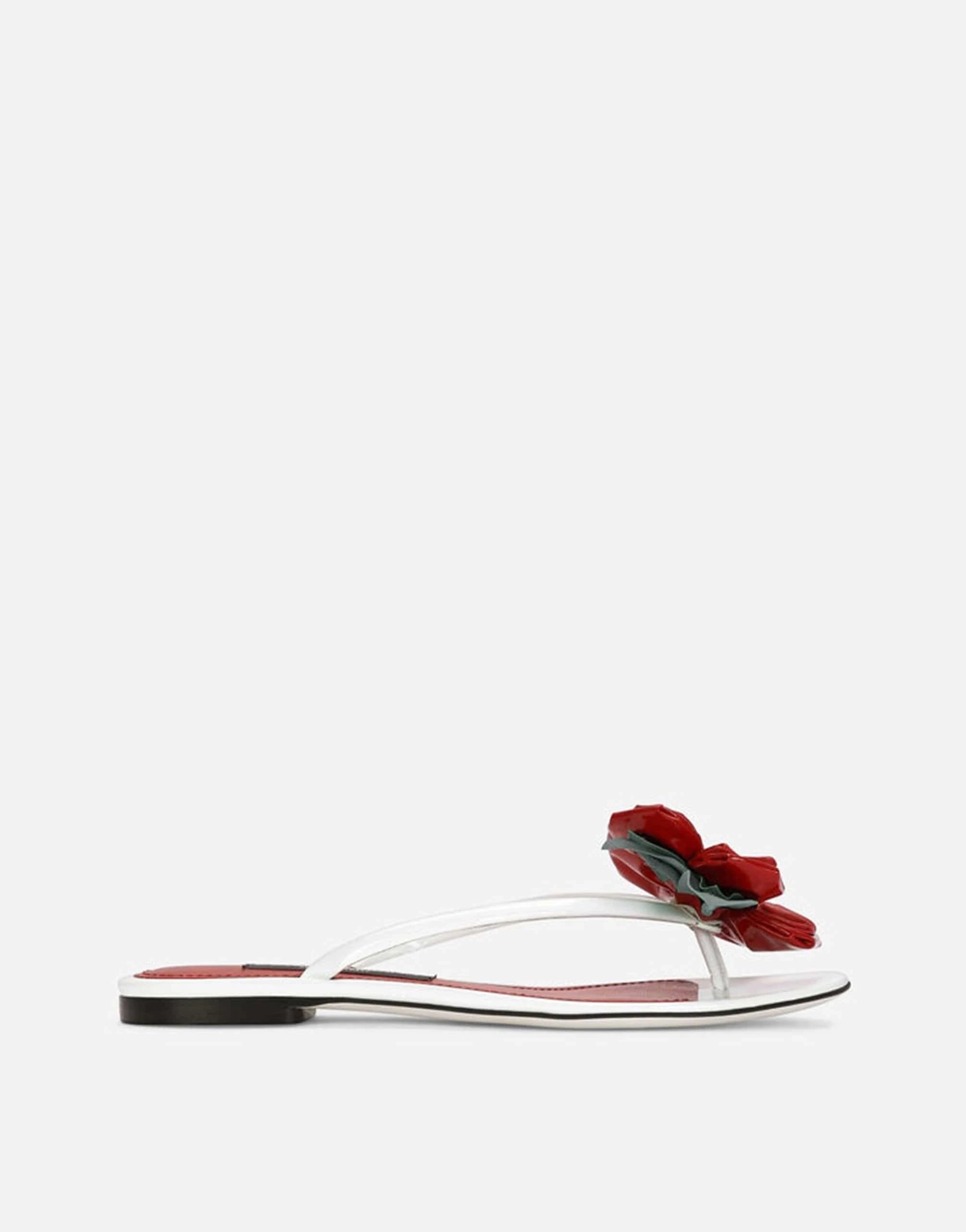 Dolce & Gabbana Floral-Embellished Patent Leather Sandals