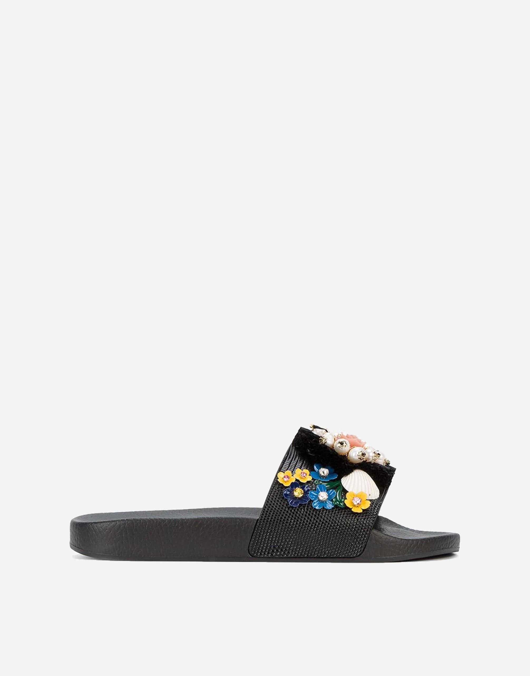 Dolce & Gabbana Floral Embellished Pool Slides