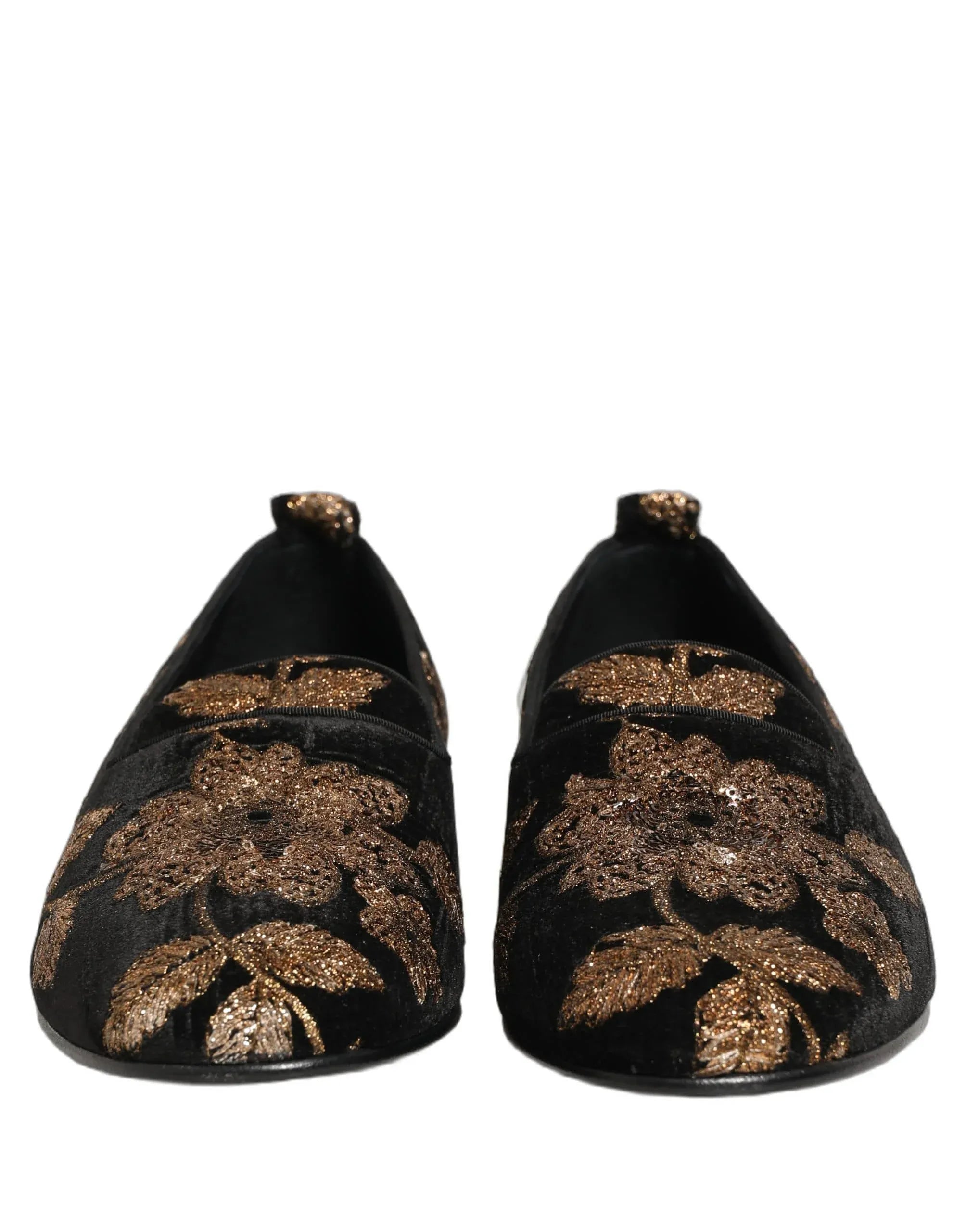 Dolce&Gabbana Floral Embroidered Velvet Slip-On Loafers - alternate view
