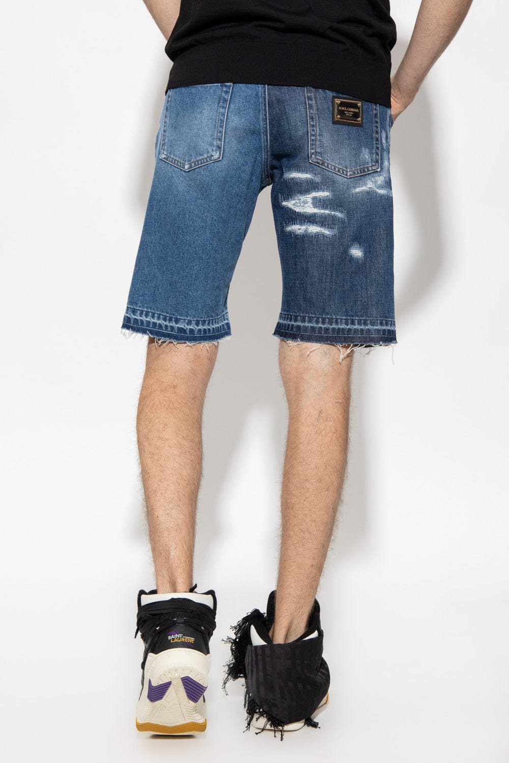 Dolce & Gabbana Floral Embroidery Denim Shorts