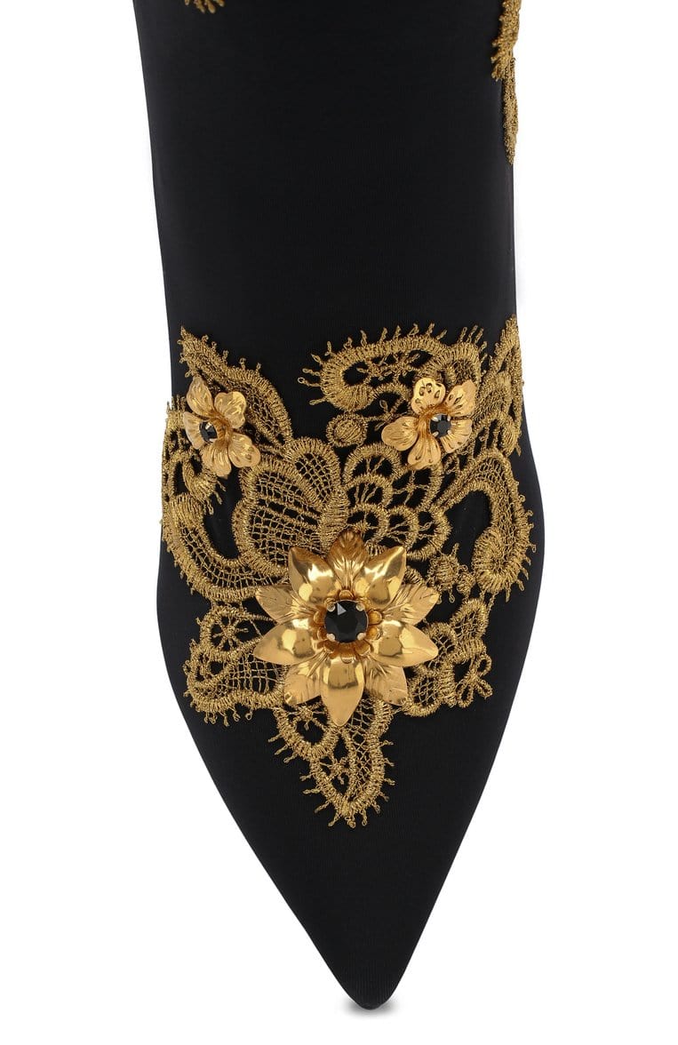 Dolce & Gabbana Floral-Embroidery Jersey Ankle Boots