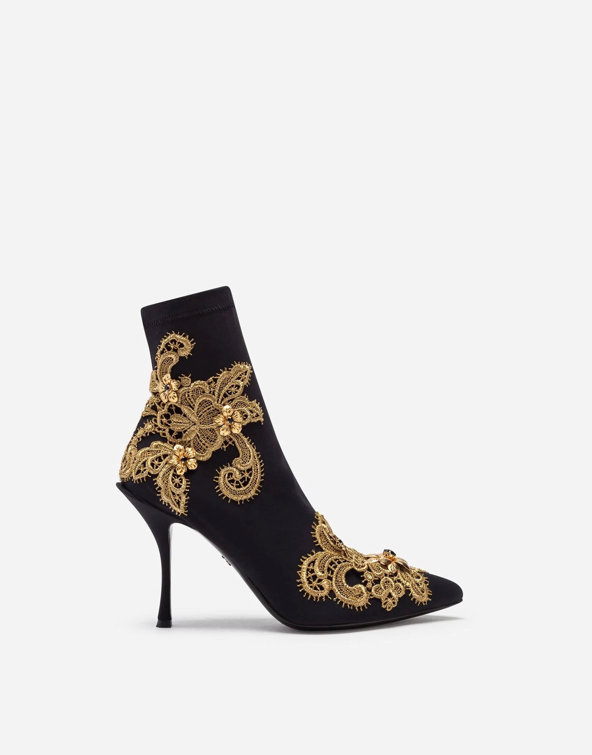 Dolce & Gabbana Floral-Embroidery Jersey Ankle Boots