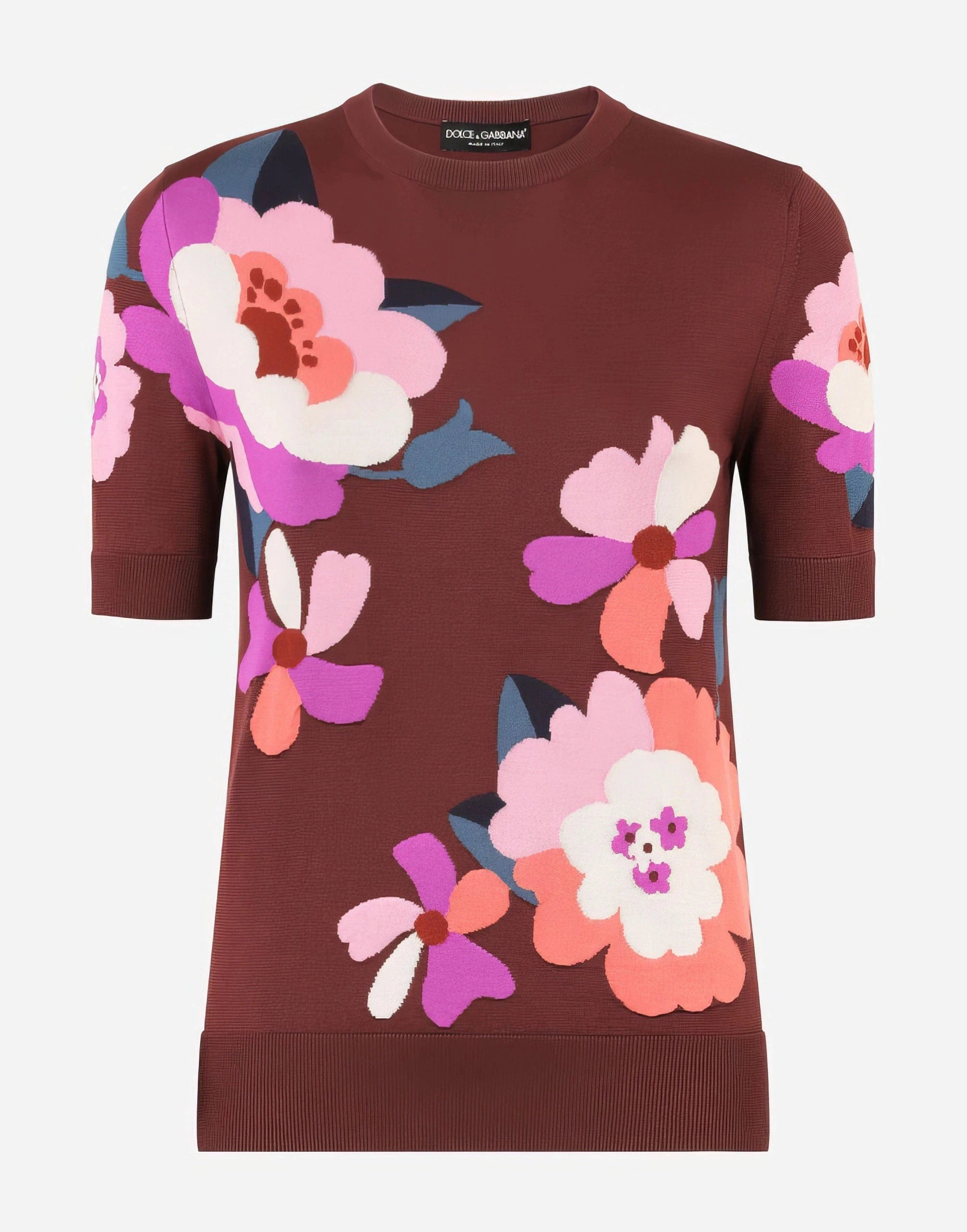 Dolce & Gabbana Floral Intarsia Silk Sweater