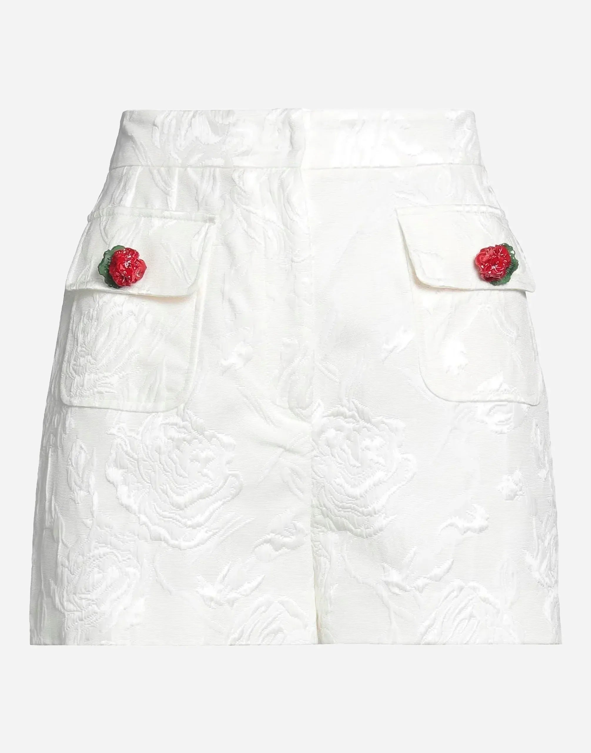 Dolce & Gabbana Floral Jacquard Skirt With Rose Buttons