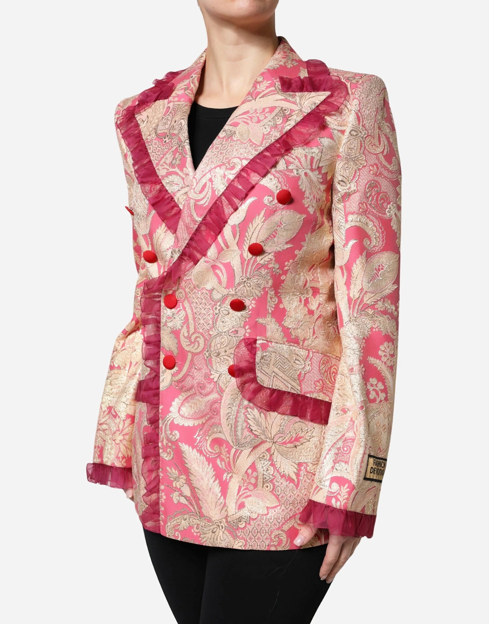 Dolce & Gabbana Floral Jacquard Tulle Trim Jacket