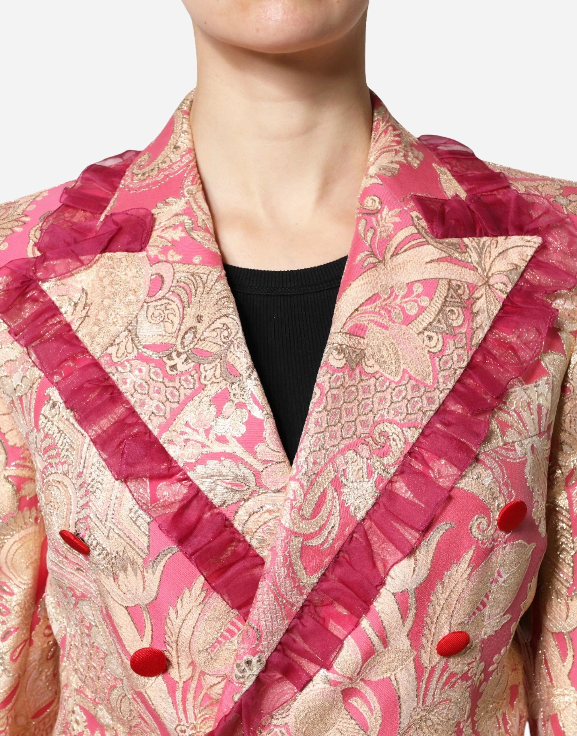 Dolce & Gabbana Floral Jacquard Tulle Trim Jacket