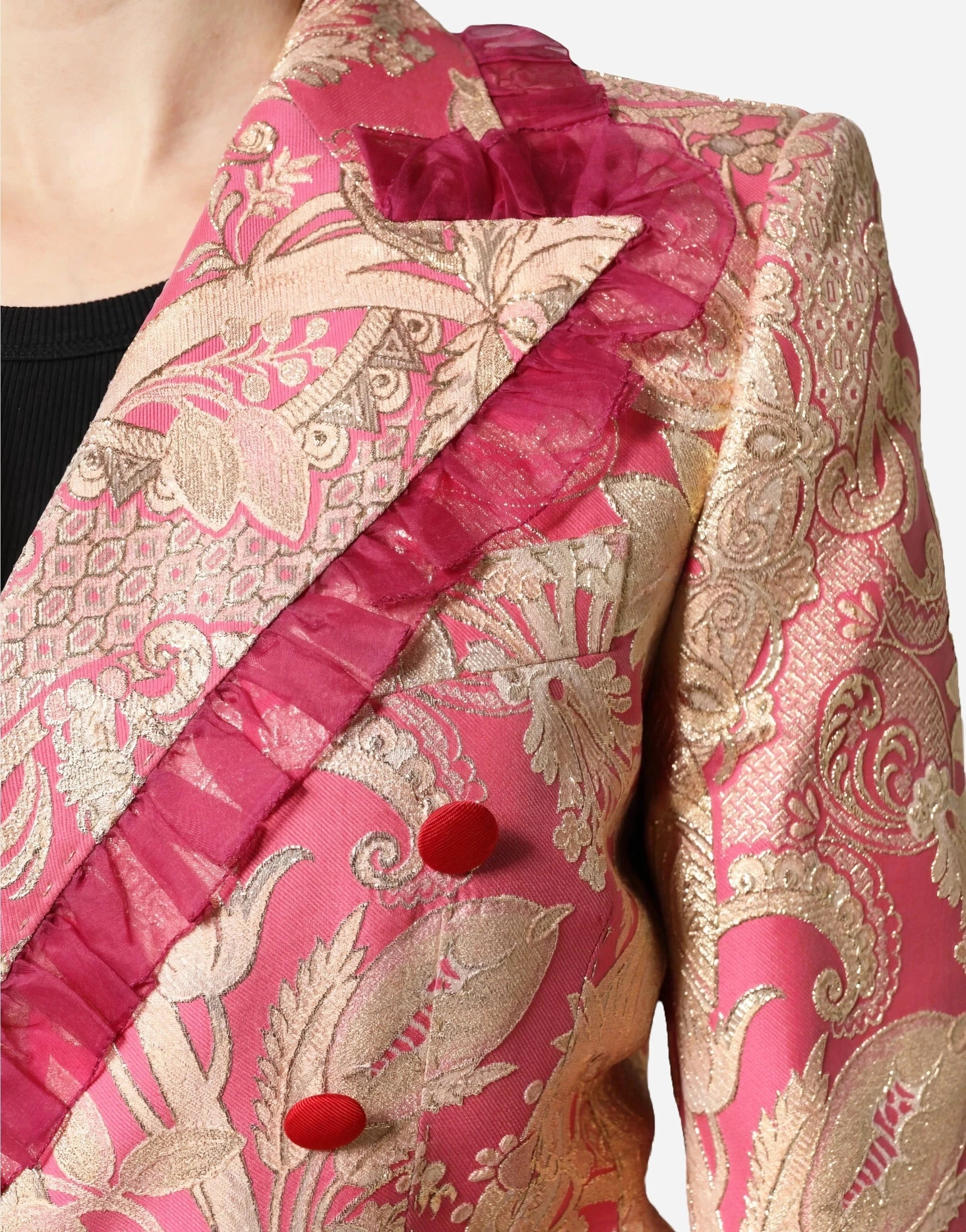 Dolce & Gabbana Floral Jacquard Tulle Trim Jacket