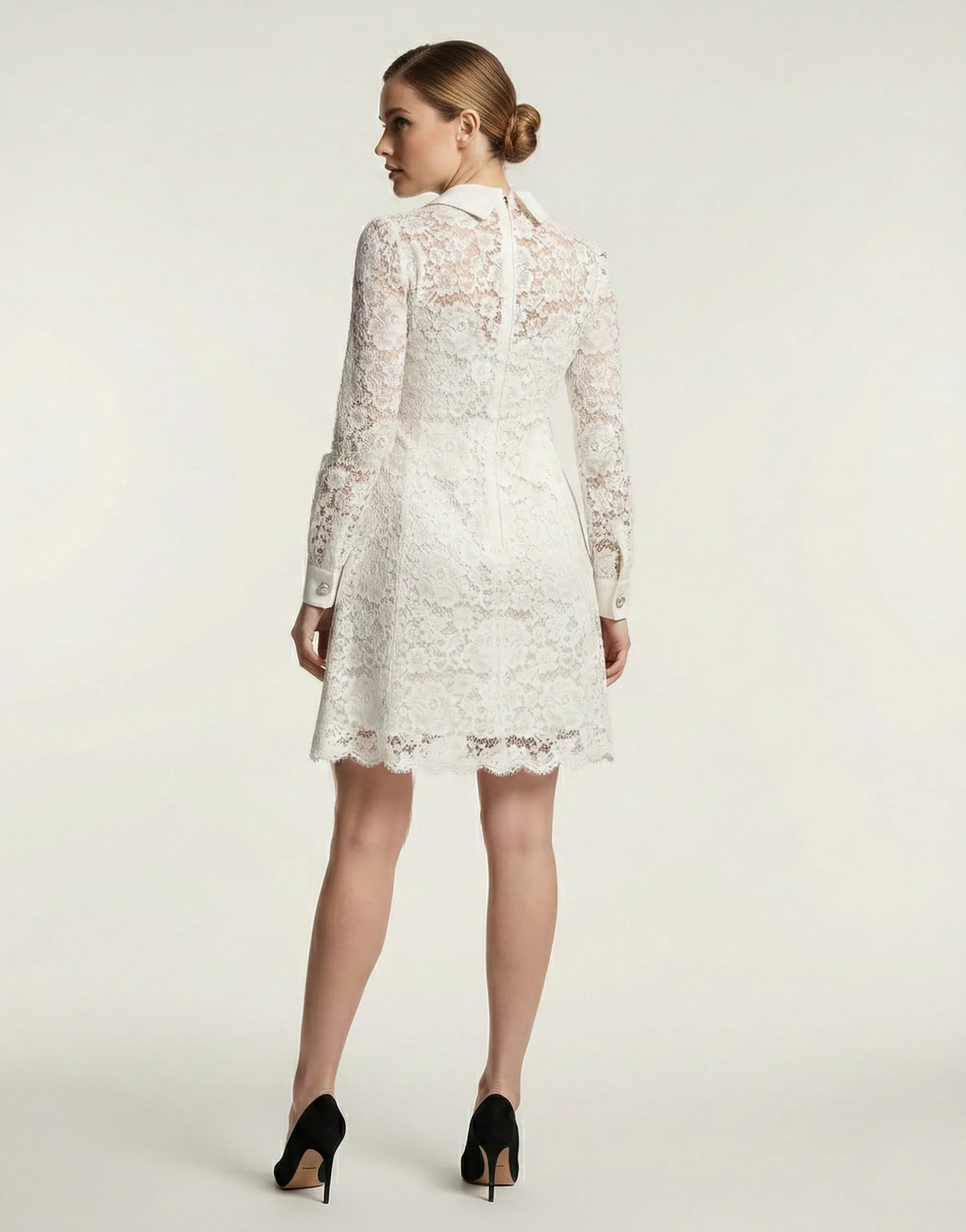 Dolce & Gabbana Floral Lace Collared Mini Dress