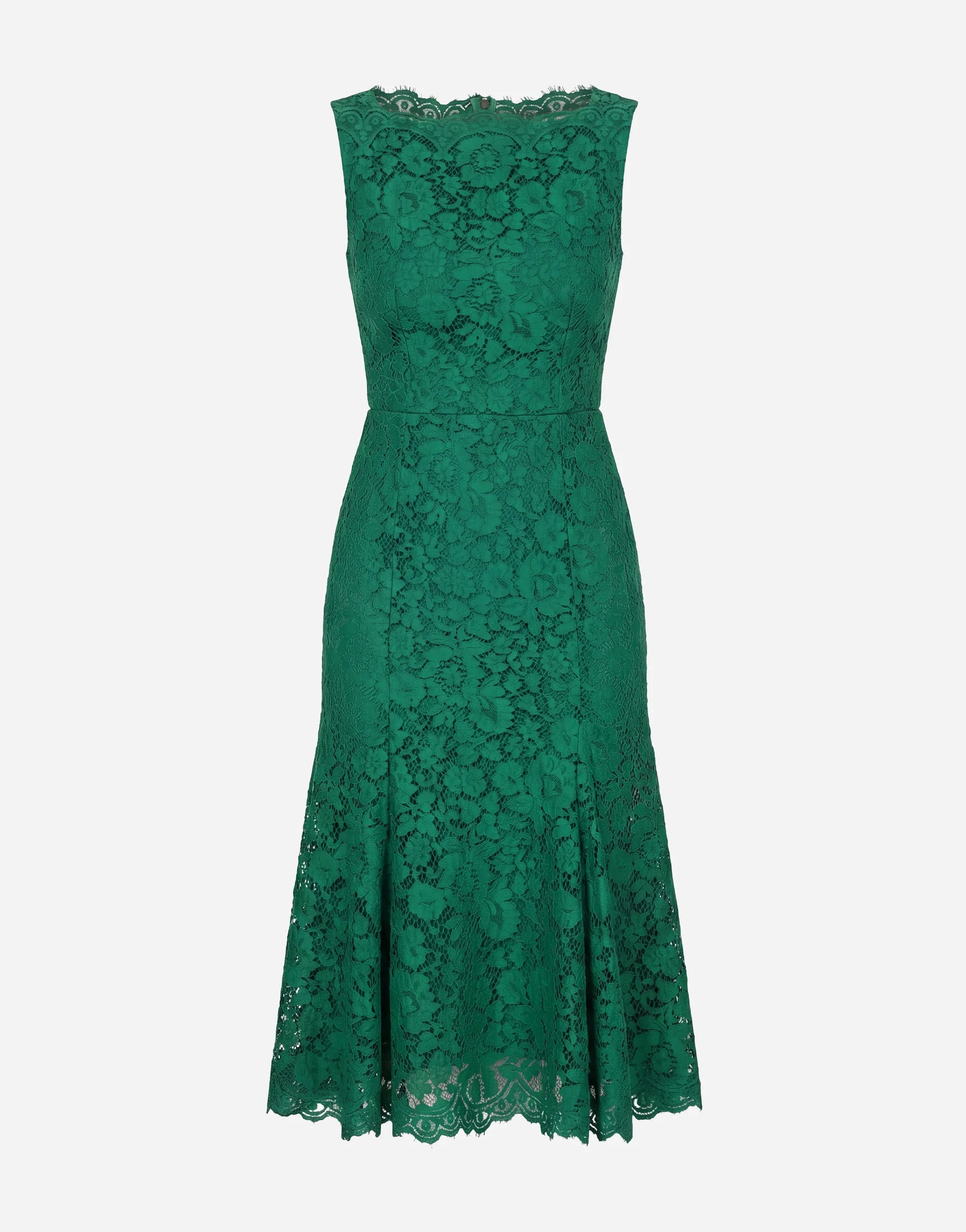 Dolce & Gabbana Floral Lace Sleeveless Midi Dress