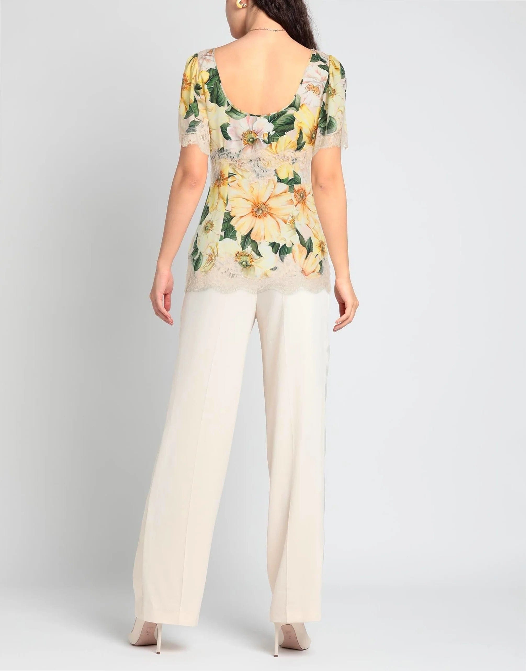 Dolce & Gabbana Floral Lace V Neck Blouse