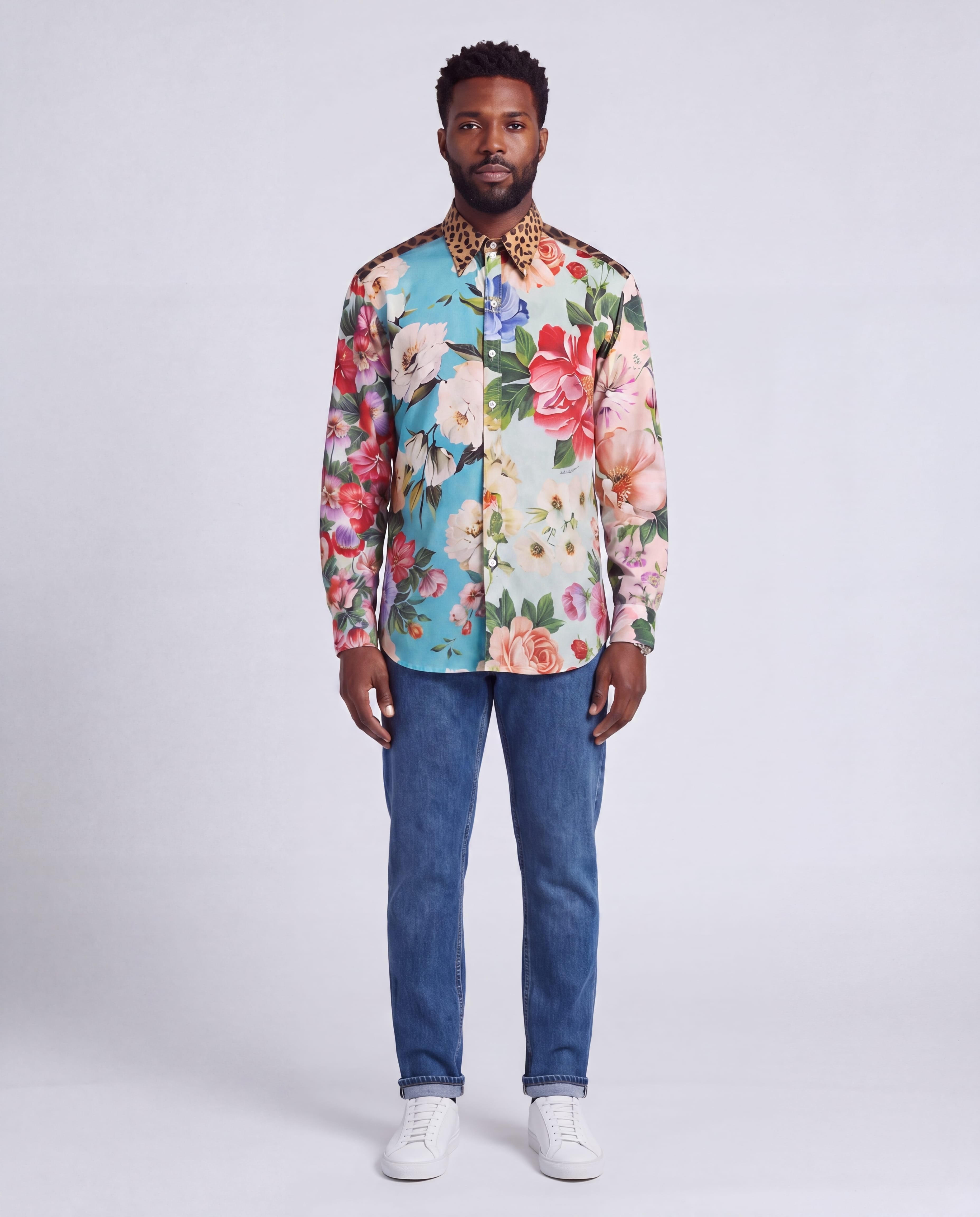 Dolce & Gabbana Floral Leopard Collar Shirt - alternate view