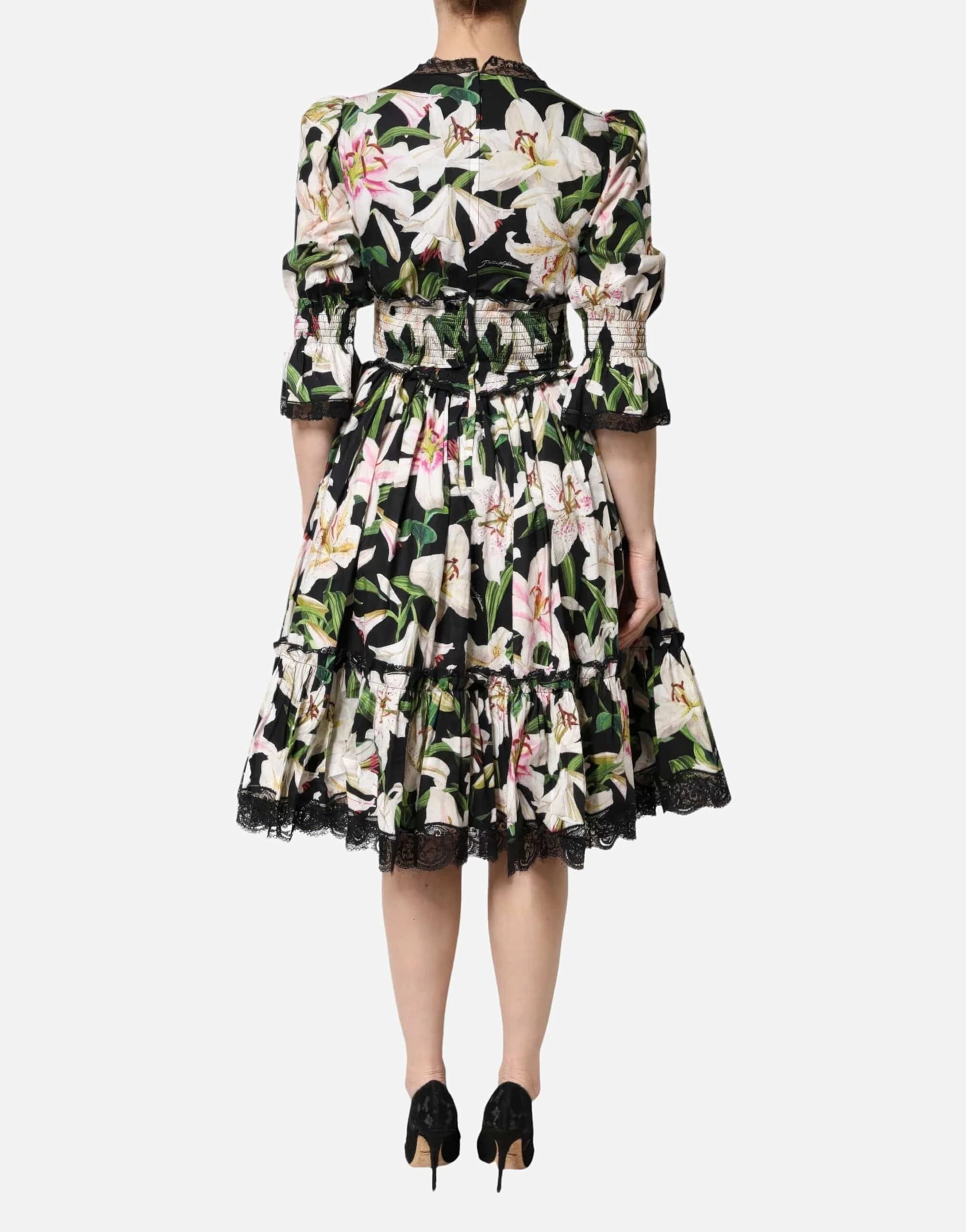 Dolce & Gabbana Floral Lilium-Print Midi Dress