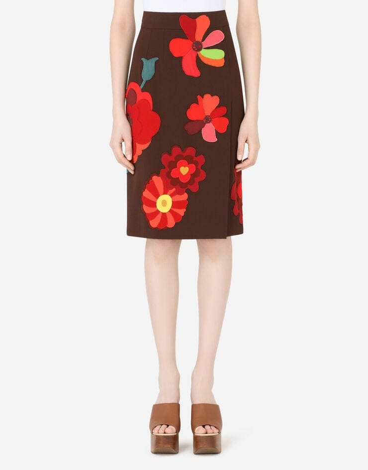 Dolce & Gabbana Floral Patches And Slit Midi Skirt